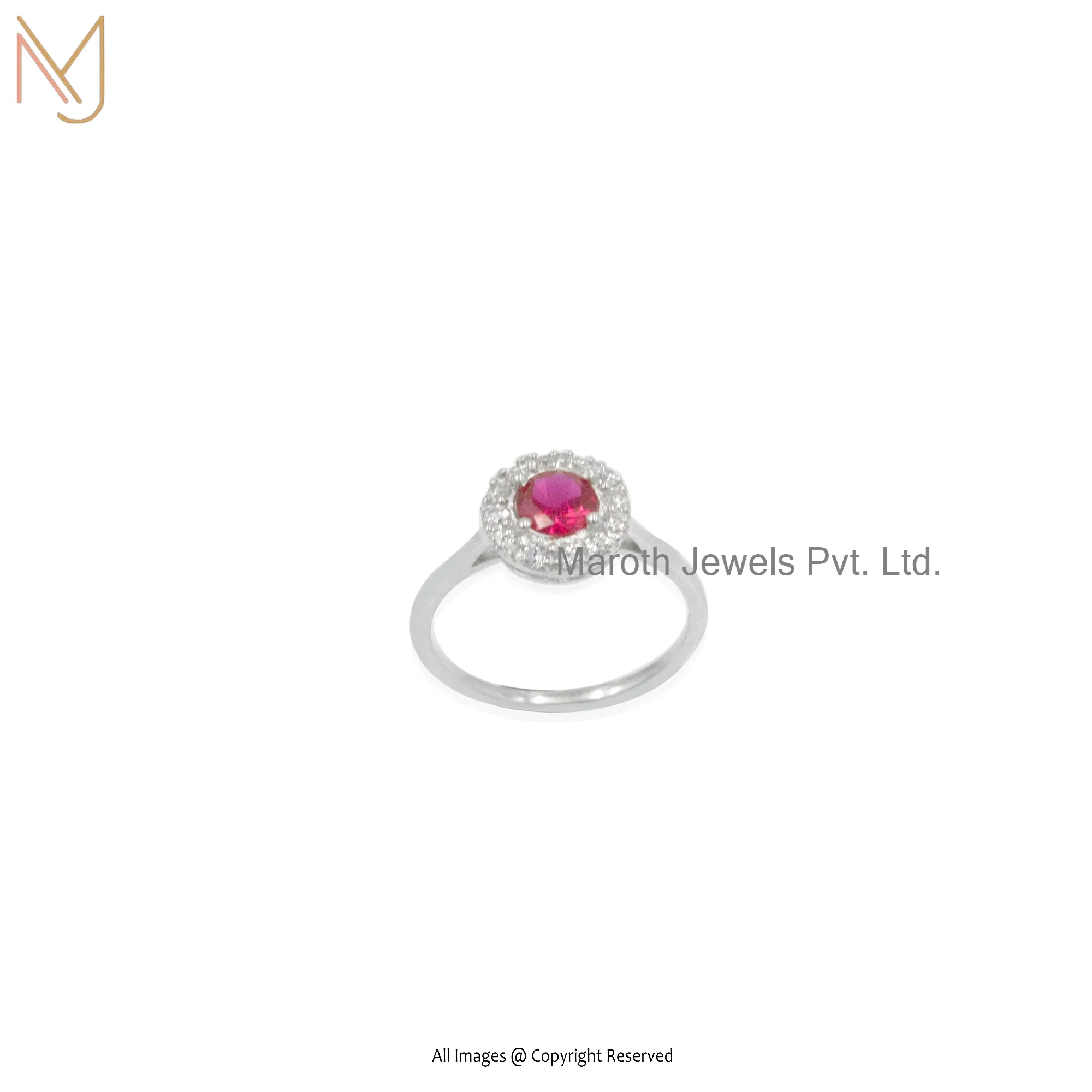 925 Silver Natural Silver Ruby Cubic Zircon Stone bezel Ring Jewelry Supplier