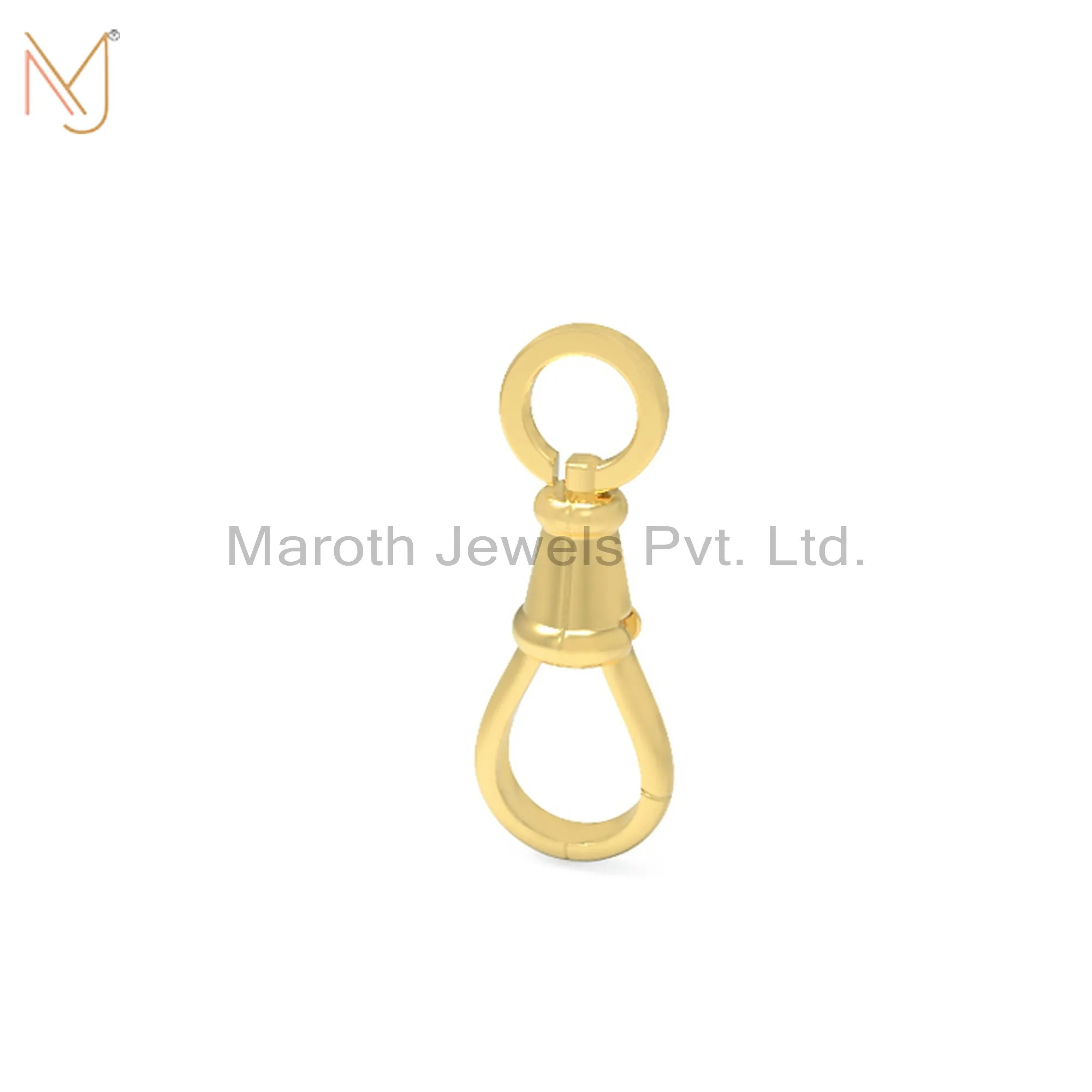 925 Silver Yellow Gold Plated Swivel Push Lock Custom Jewelry