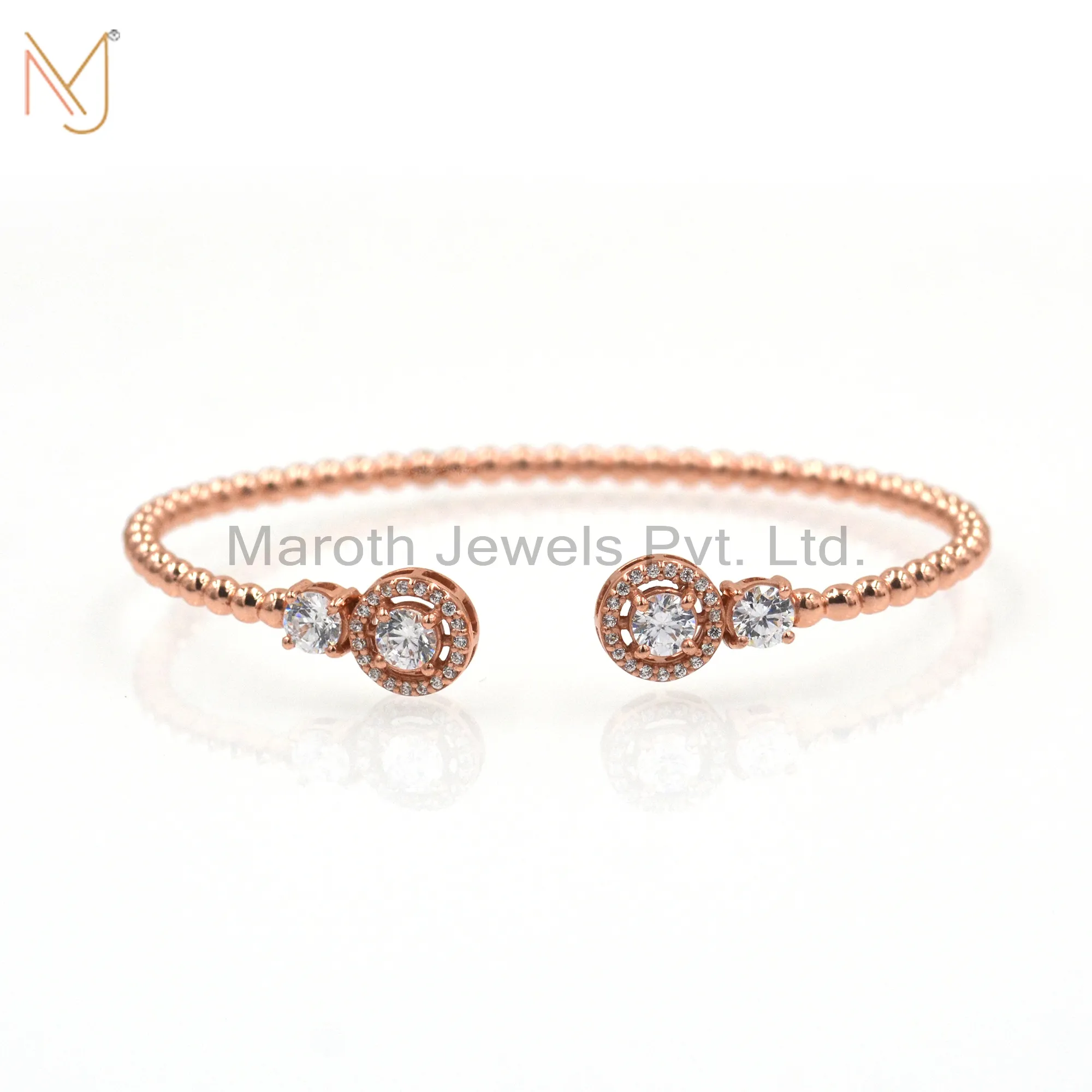 14K Yellow Gold CZ Bangle plated With ecoating Bangle Jewelry Supplier