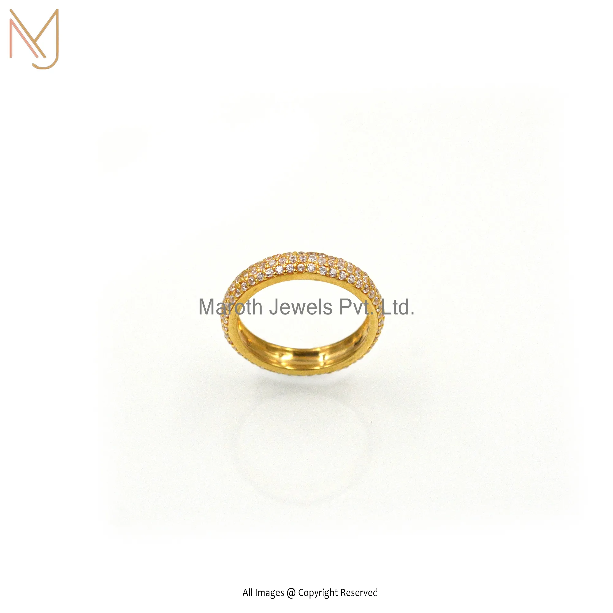 14K Yellow Gold Cubic Zircon Ring with 1 Micron ecoating Manufacturer