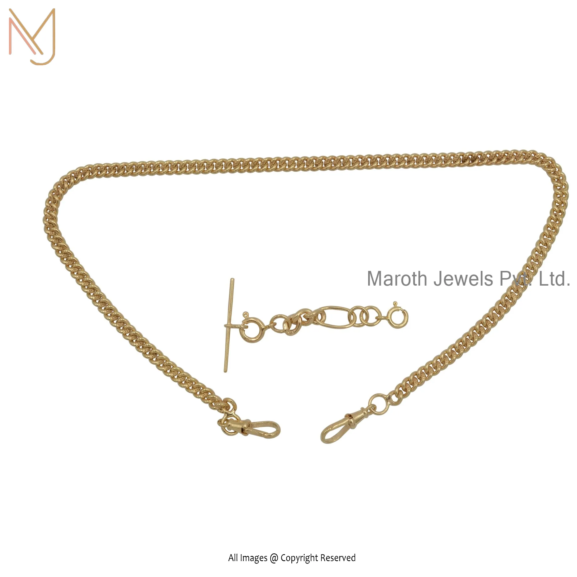 925 Silver Yellow Gold Plated Width Curb Chain With Attached Two Swivel Lock And Additional Chain With A Spring Ring And Bar Chain Jewelry USA