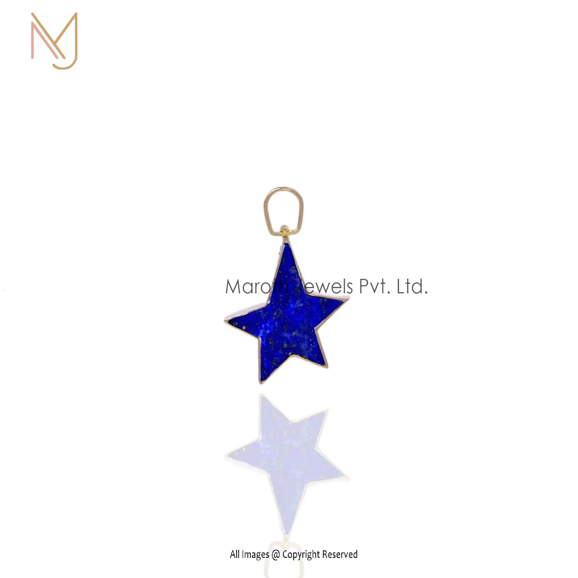 14K Yellow Gold Lapis Lazuli Star Pendant Jewelry Supplier