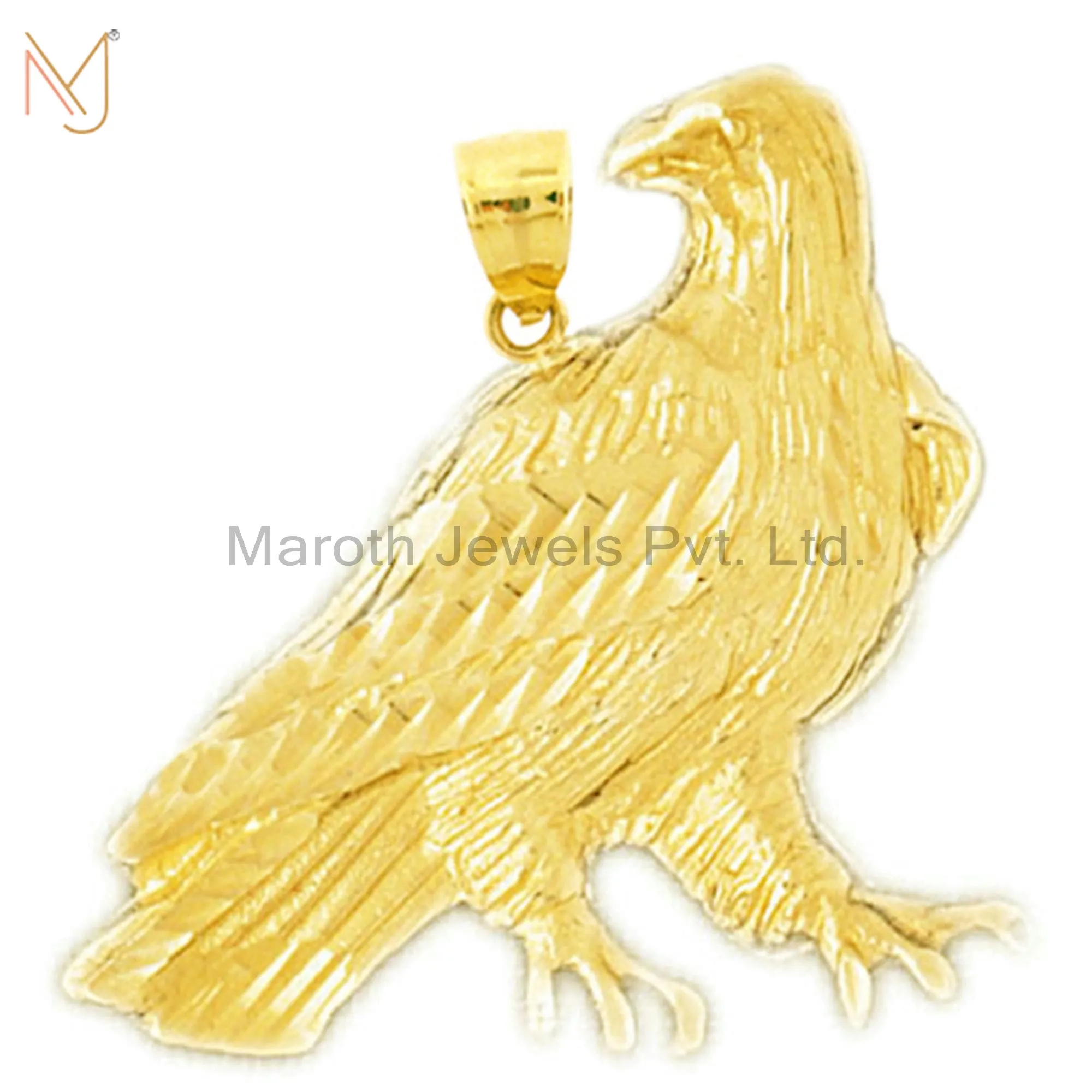 925 Silver Yellow Gold Plated Instinctive Eagle Charm Pendant Jewelry Supplier