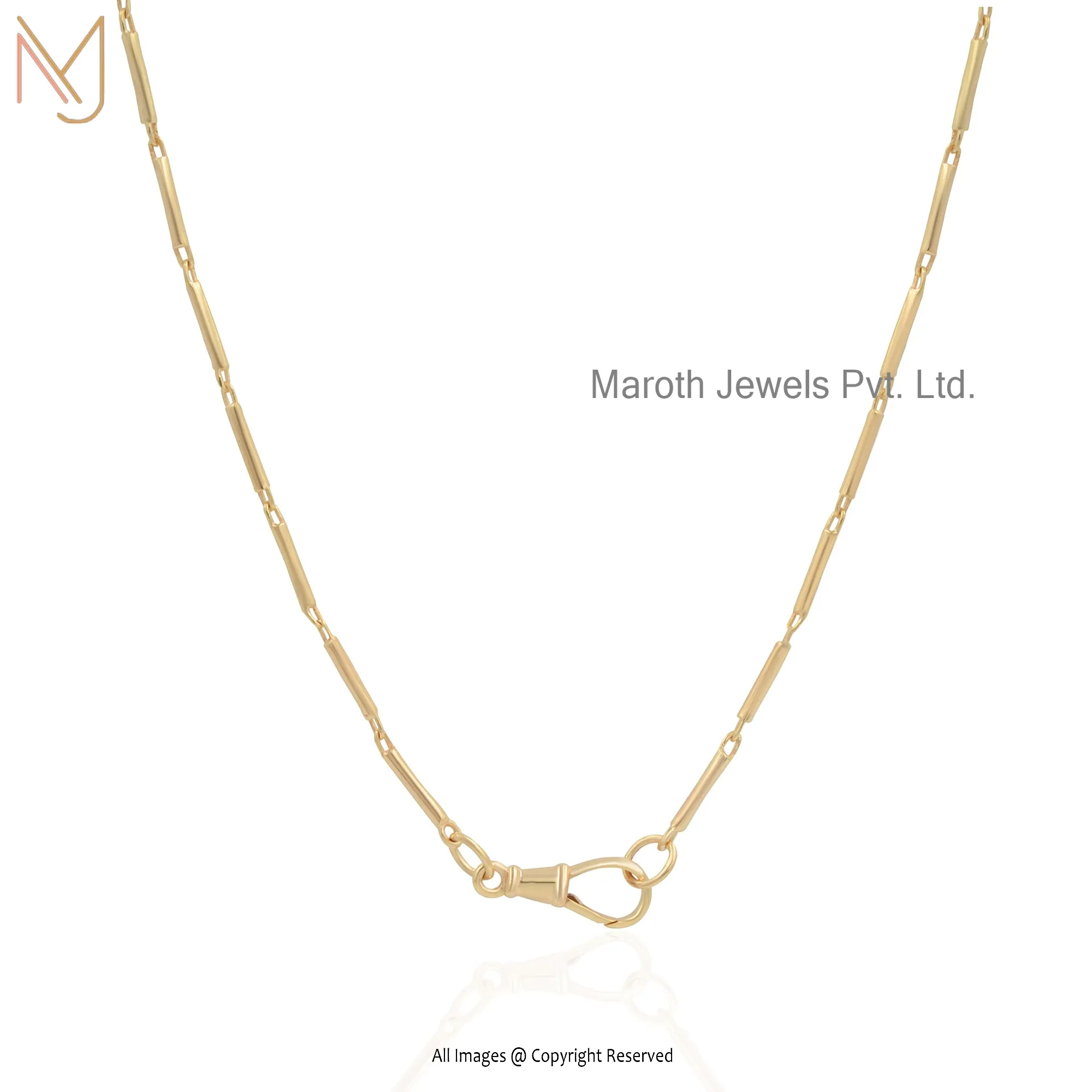 14K Yellow Gold Tube Link Swive Lock Chain Necklace Jewelry Manufacturer