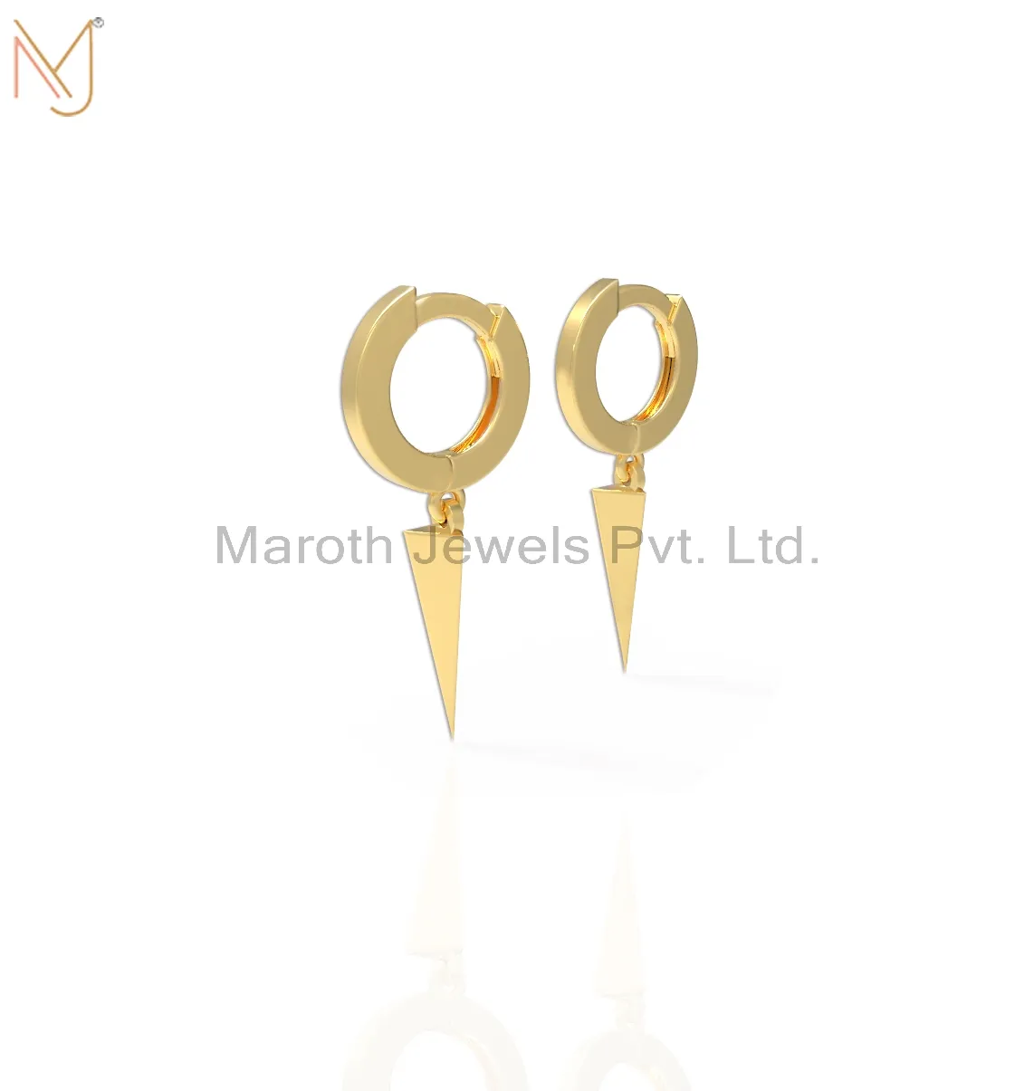 925 Silver Yellow Gold Plated Spike Earrings Manufacturer