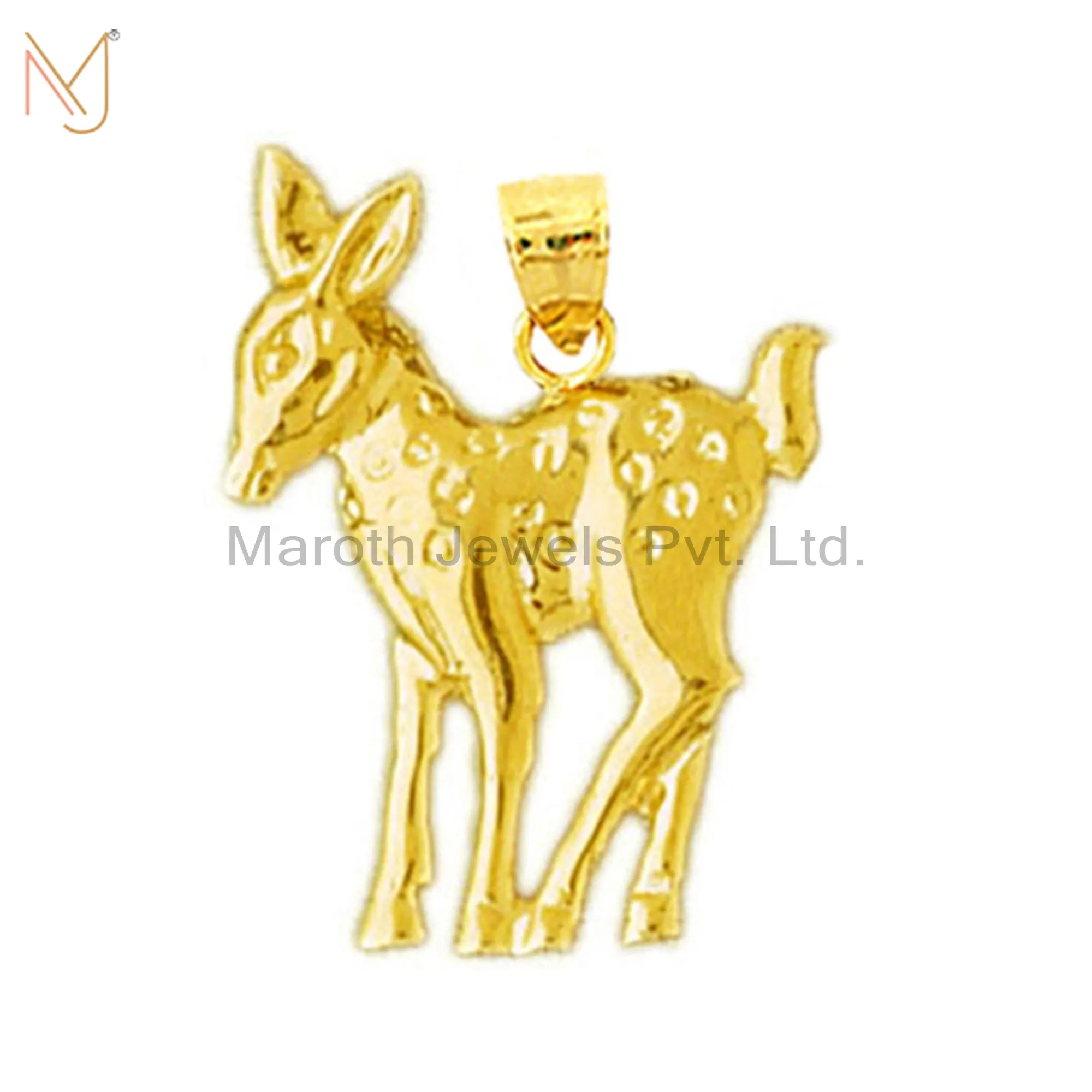 Wholesale 925 Silver Yellow Gold Plated Bambi Charm Pendant Jewelry