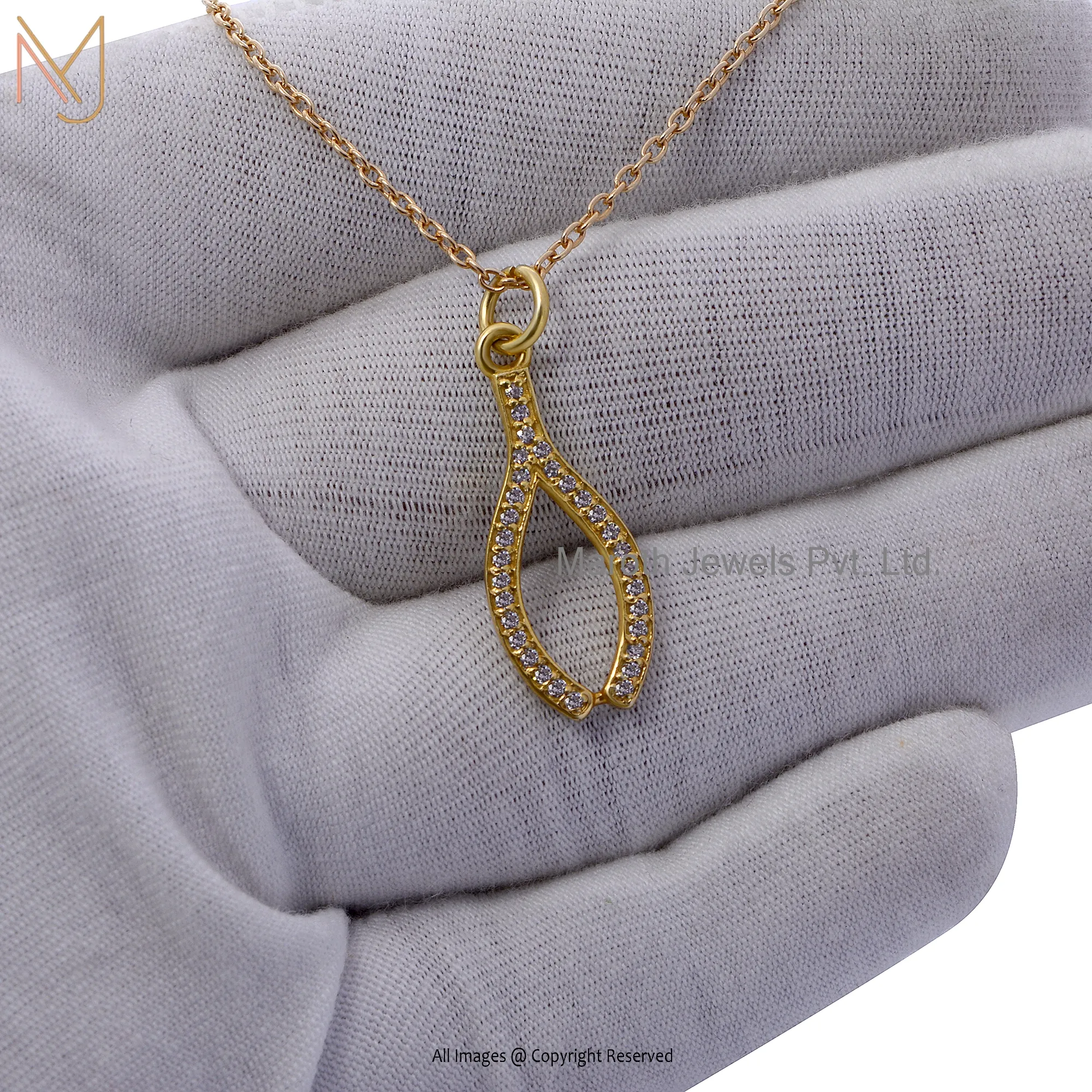 14K Yellow Gold Pave Diamond Peacock Pendant Jewelry Supplier