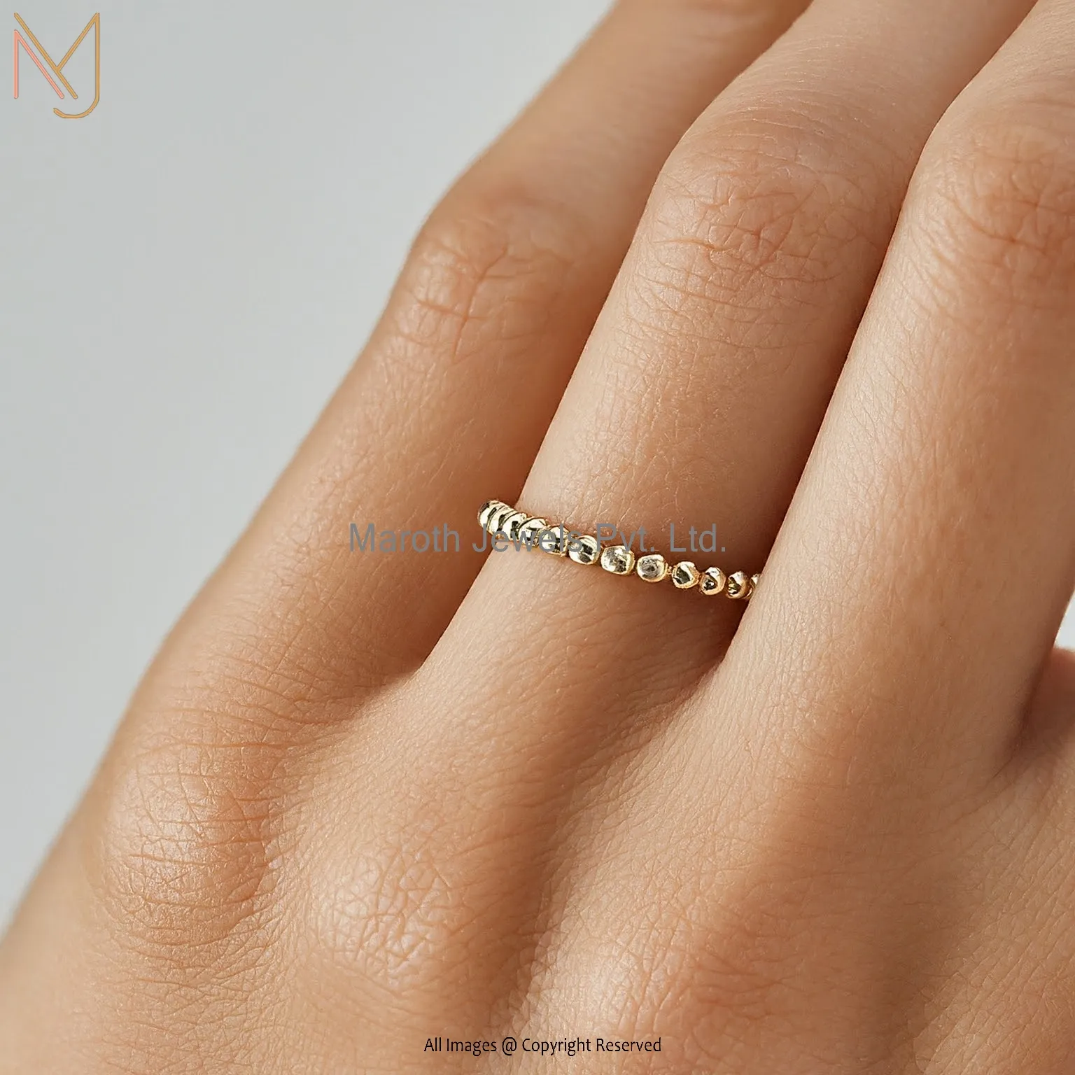 925 Silver Yellow Gold Dotted Stacking Gold Band Ring Custom Jewelry