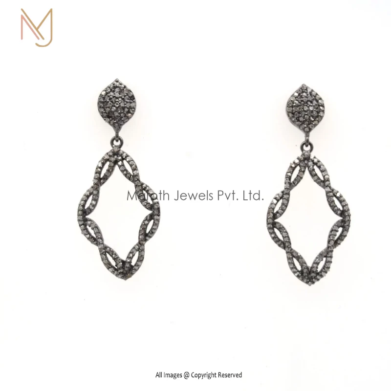 925 Silver Pave Diamond Earring For Wedding And Party Gift Custom Jewelry