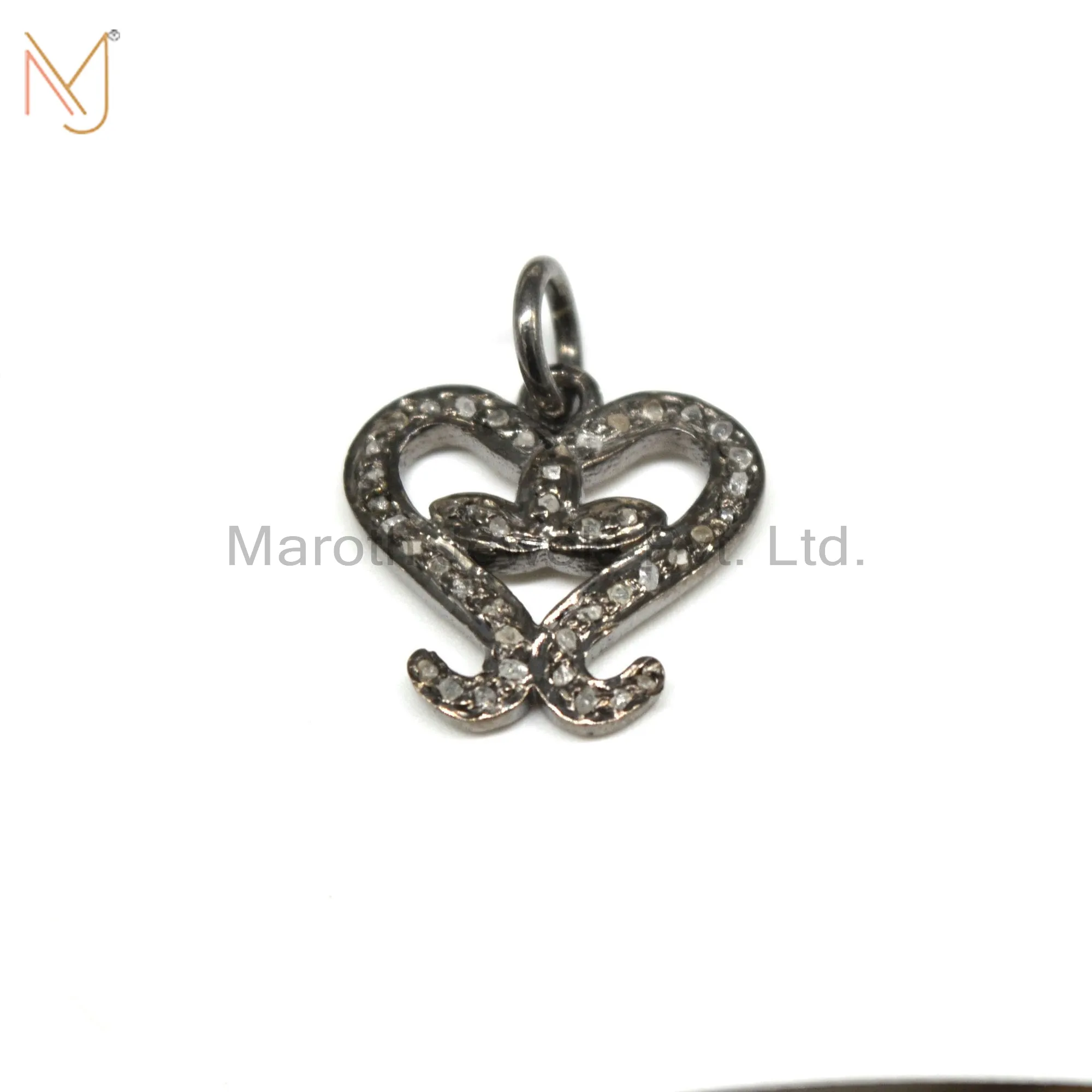 925 Silver Black Rhodium Plated Pave Diamond Pendant Jewelry Manufacturer