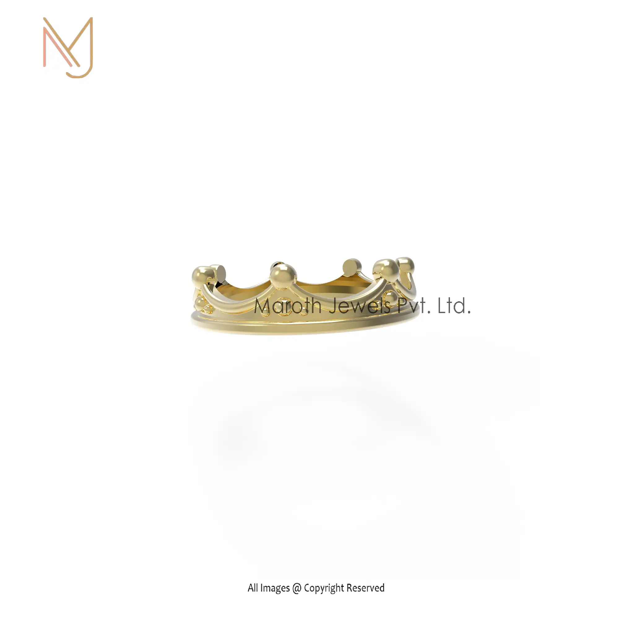 925 Silver Yellow Gold Plated Crown Design Ring Jewelry Manufacturer