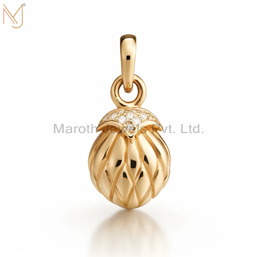 Wholesale 925 Sterling Silver Yellow Gold Plated Diamond Pineapple Pendant Jewelry