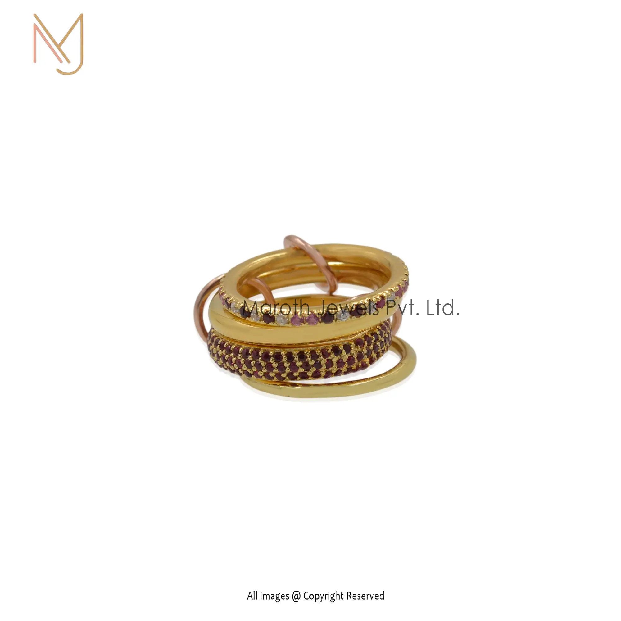 Wholesale 925 Silver Yellow Gold Rose Gold CZ Multi Sappiher Dainty Knot Promise Connected Ring