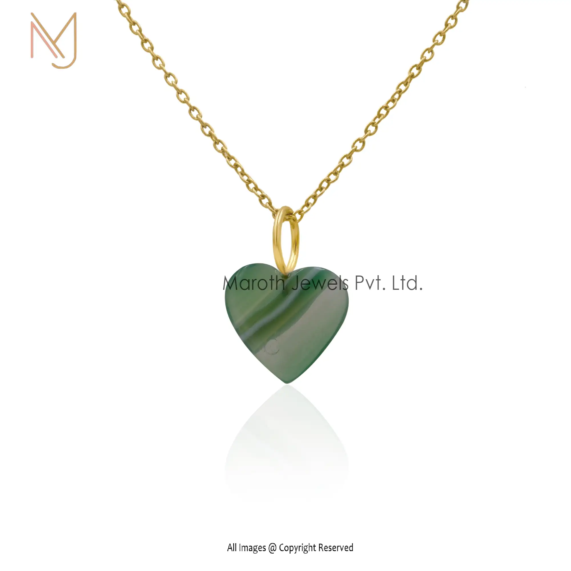 925 Silver Yellow Gold Plated Onyx Heart Pendants Jewelry Manufacturer