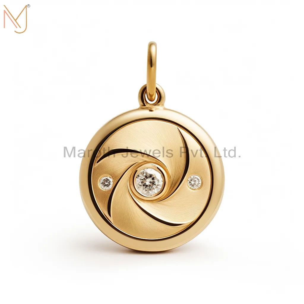 925 Sterling Silver Yellow Gold Moissanite Diamond Round Pendant Jewelry Supplier