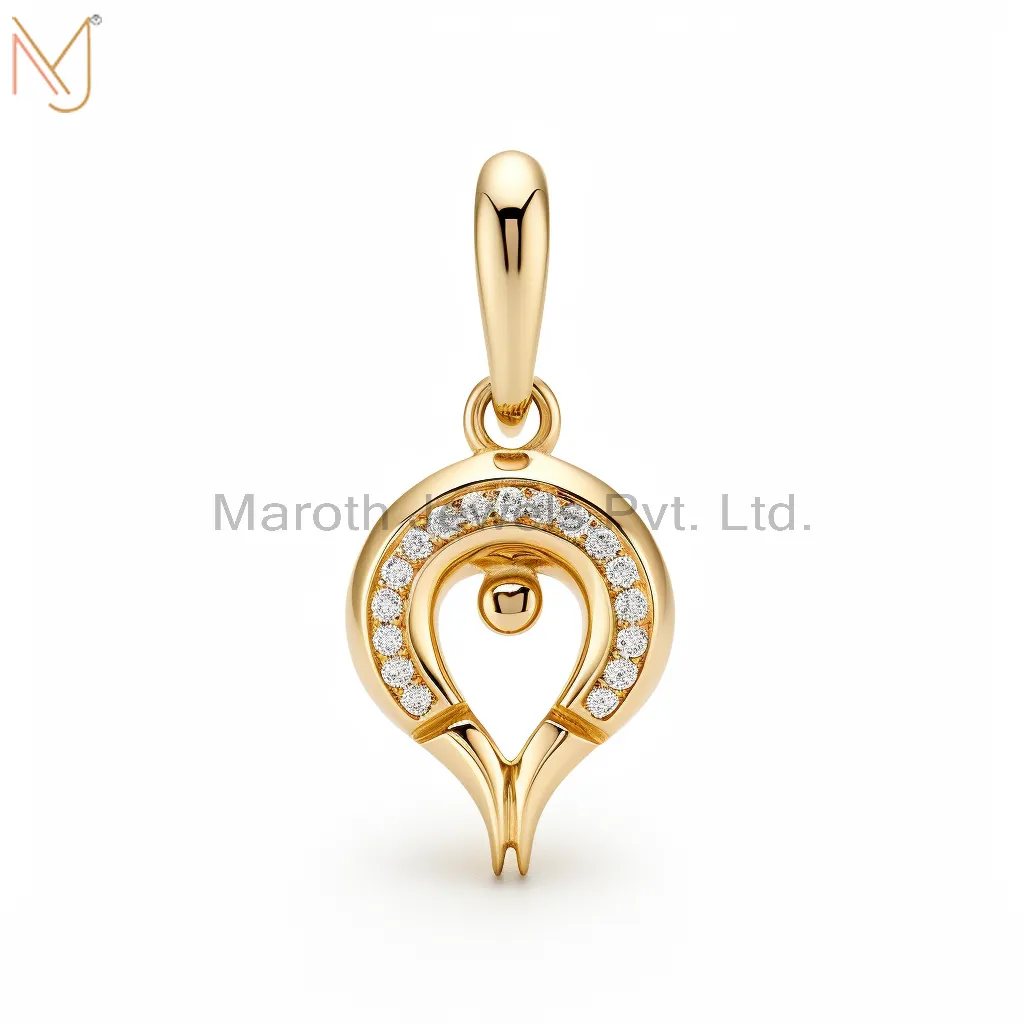 Private Lable 925 Sterling Silver Yellow Gold Plated Moissanite Rams Horn Charm Pendant Jewelry