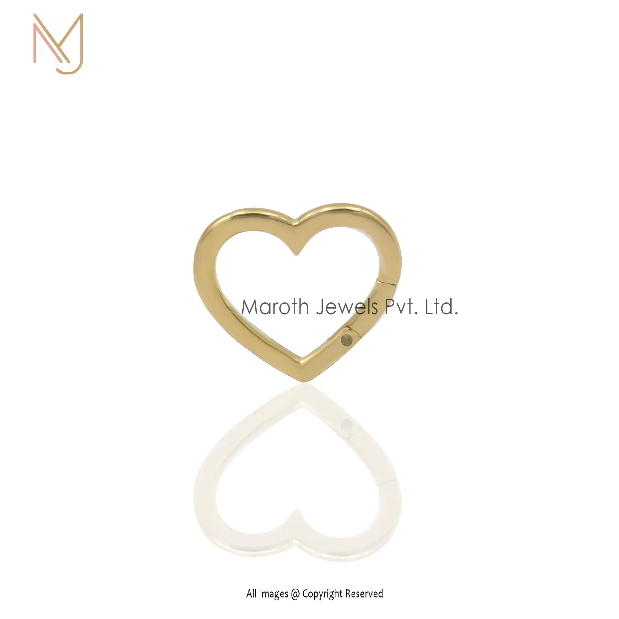 Private label 14k Yellow Gold Heart Charm Holder