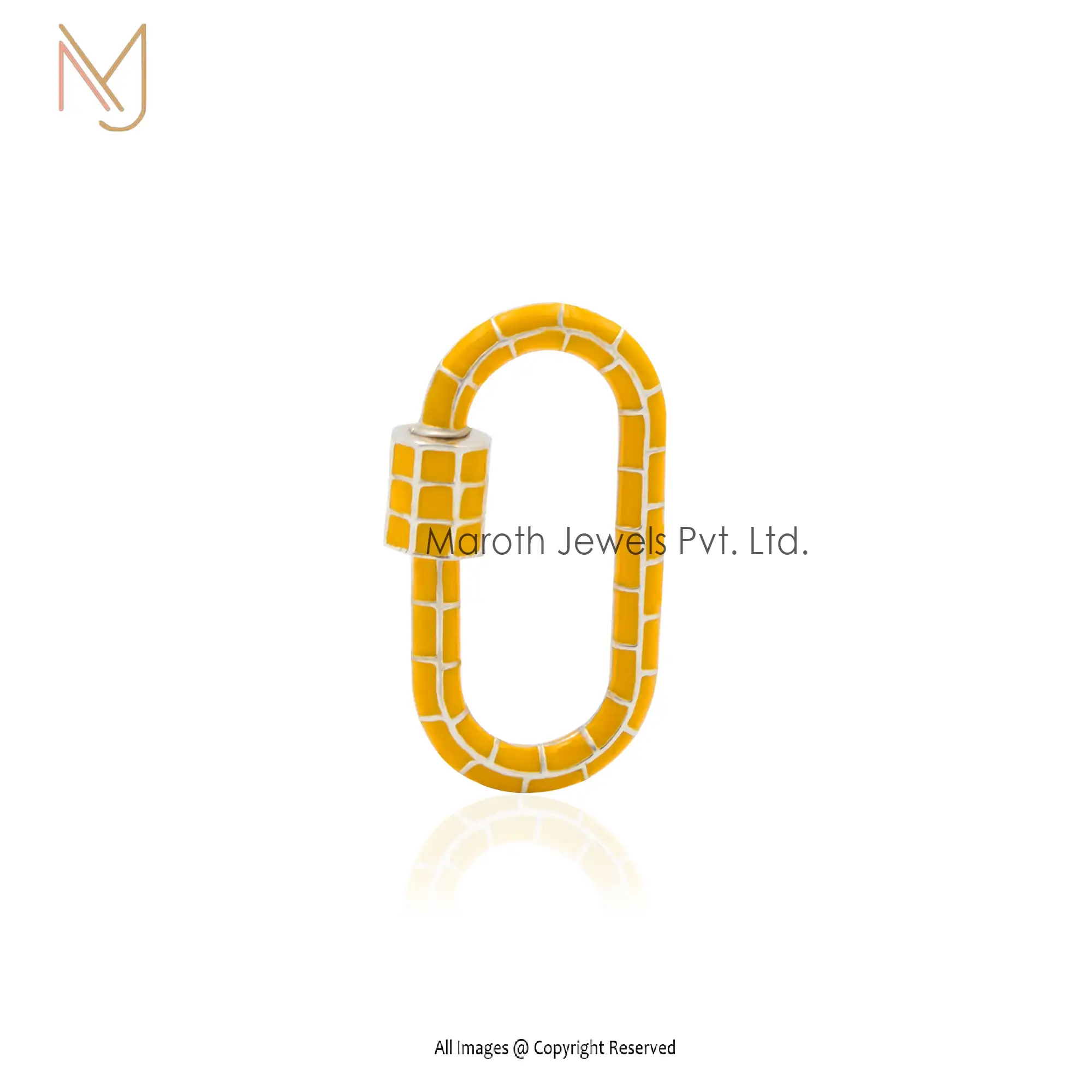 14K Gold Red Enamel Carabiner Lock Jewelry Manufacturer