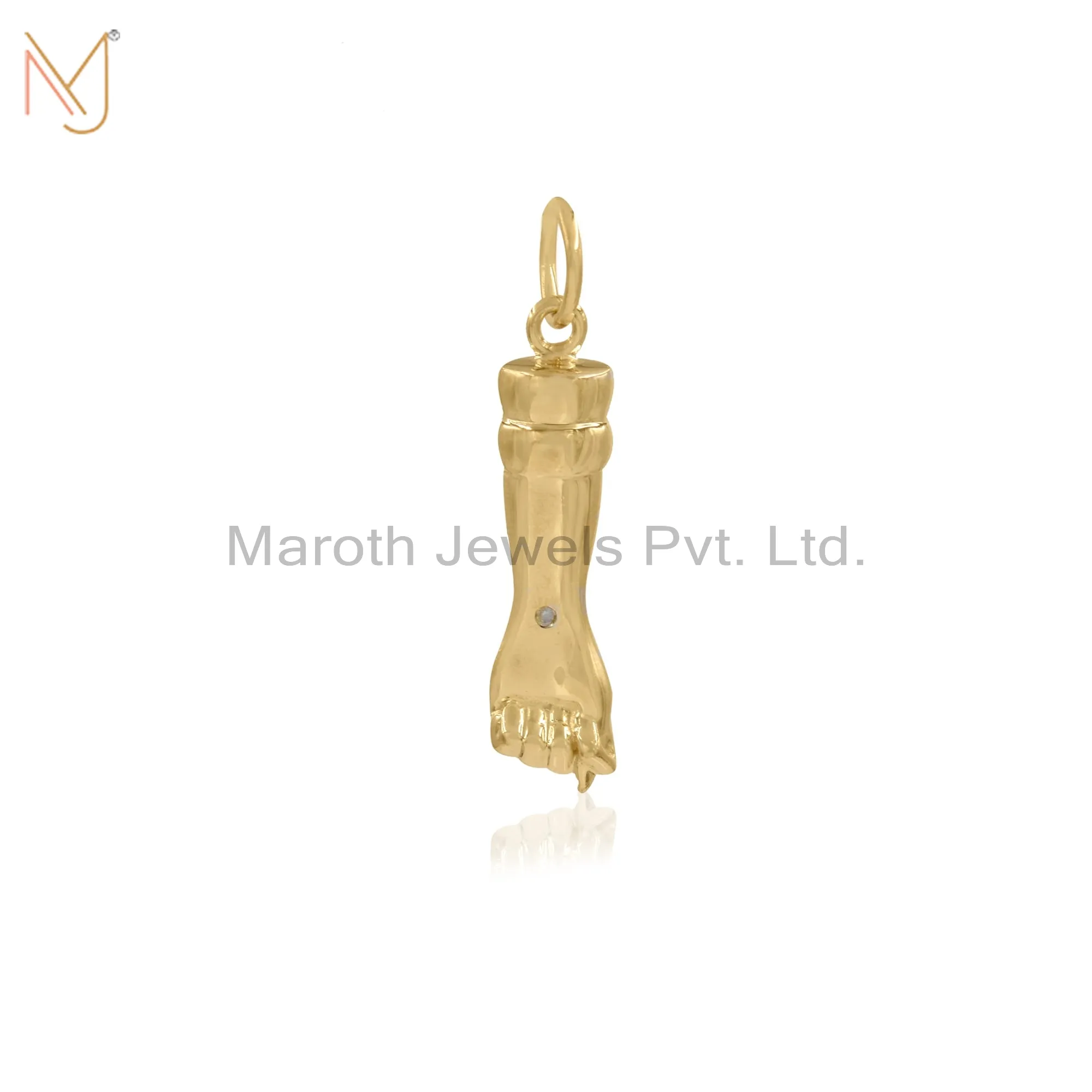 14K Yellow Gold Diamond Figa Hand Pendant Custom Jewelry