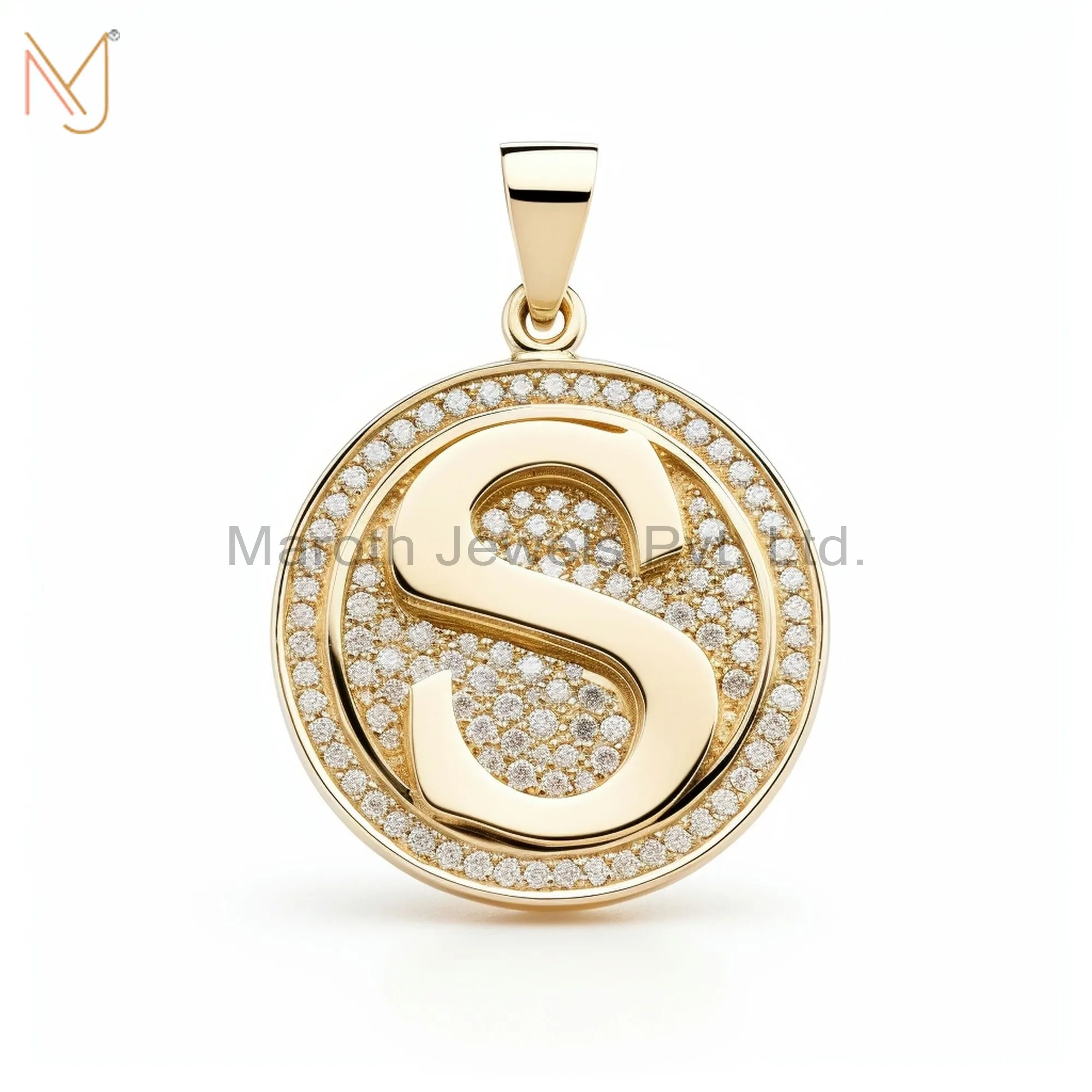 925 Sterling Silver Yellow Gold Plated Moissanite Hip Hop SOUL Pendant Custom Jewelry