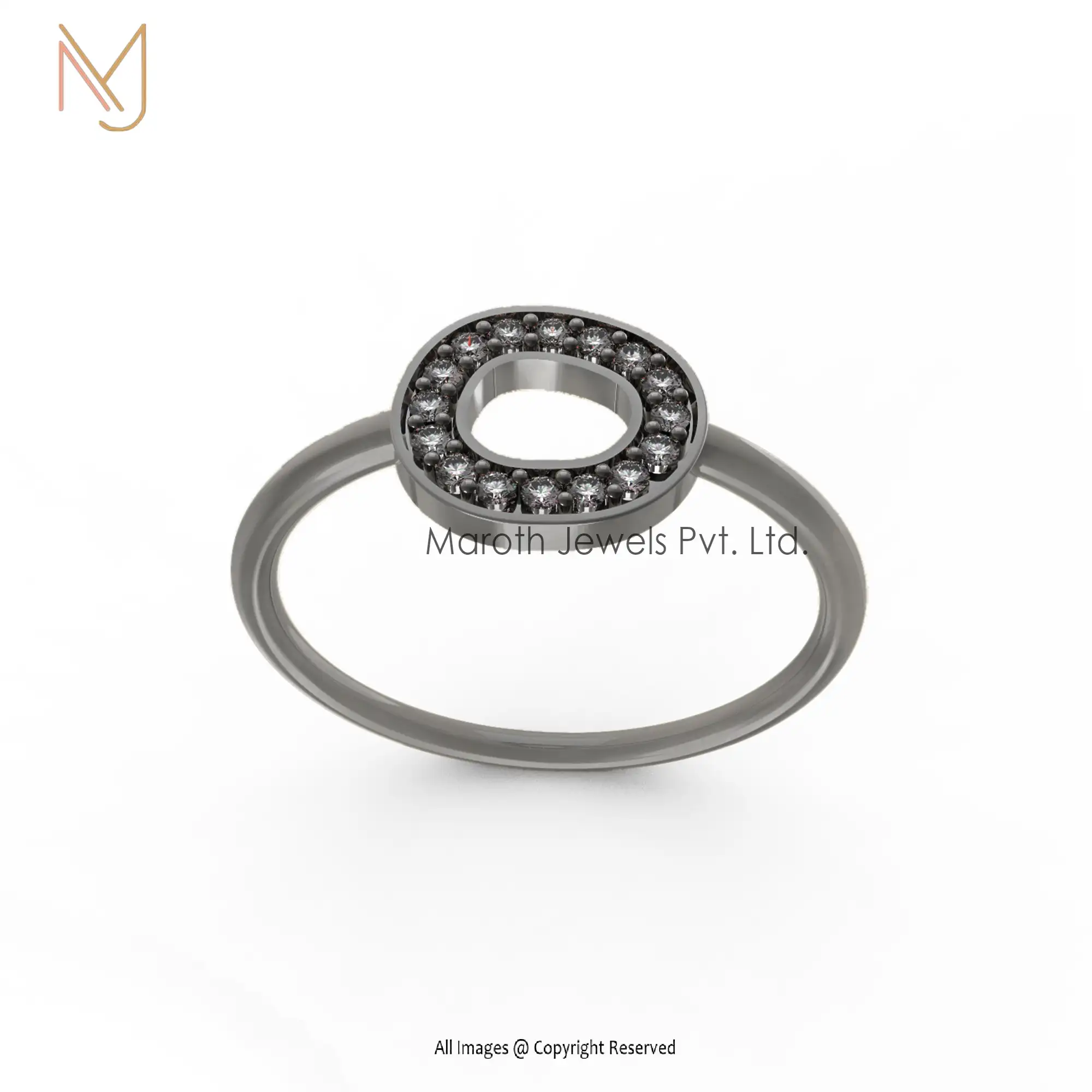 925 Silver Yellow Gold Diamond Open Circle Diamond Ring Manufacturer