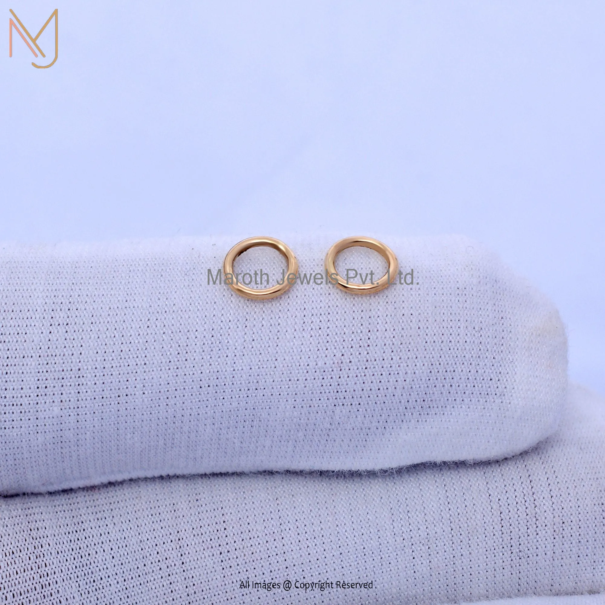 Wholesale 925 Silver Yellow Gold Plated Round Shape Jump Ring Findings 10 Pieces