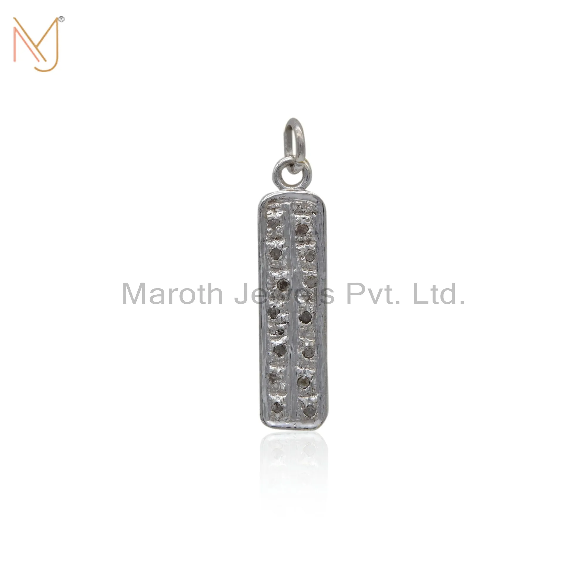 925 Silver White Gold Pave Diamond Pendant Vintage Jewelry Suppiler