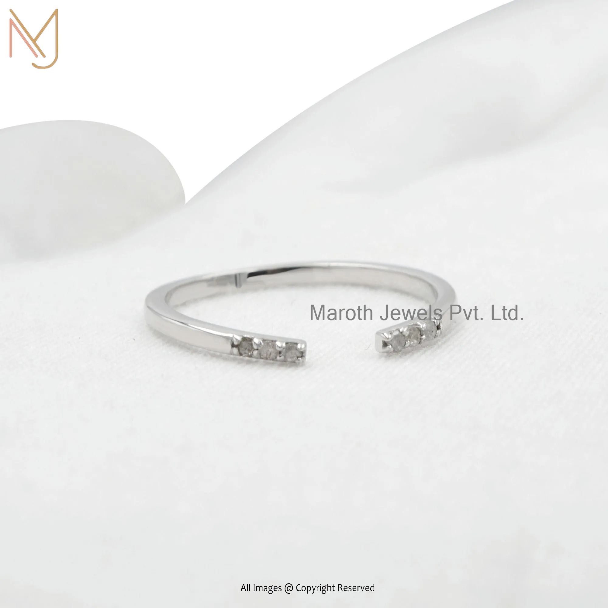 925 Silver Natural Silver Diamond Cuff Ring Jewelry Manufacturer