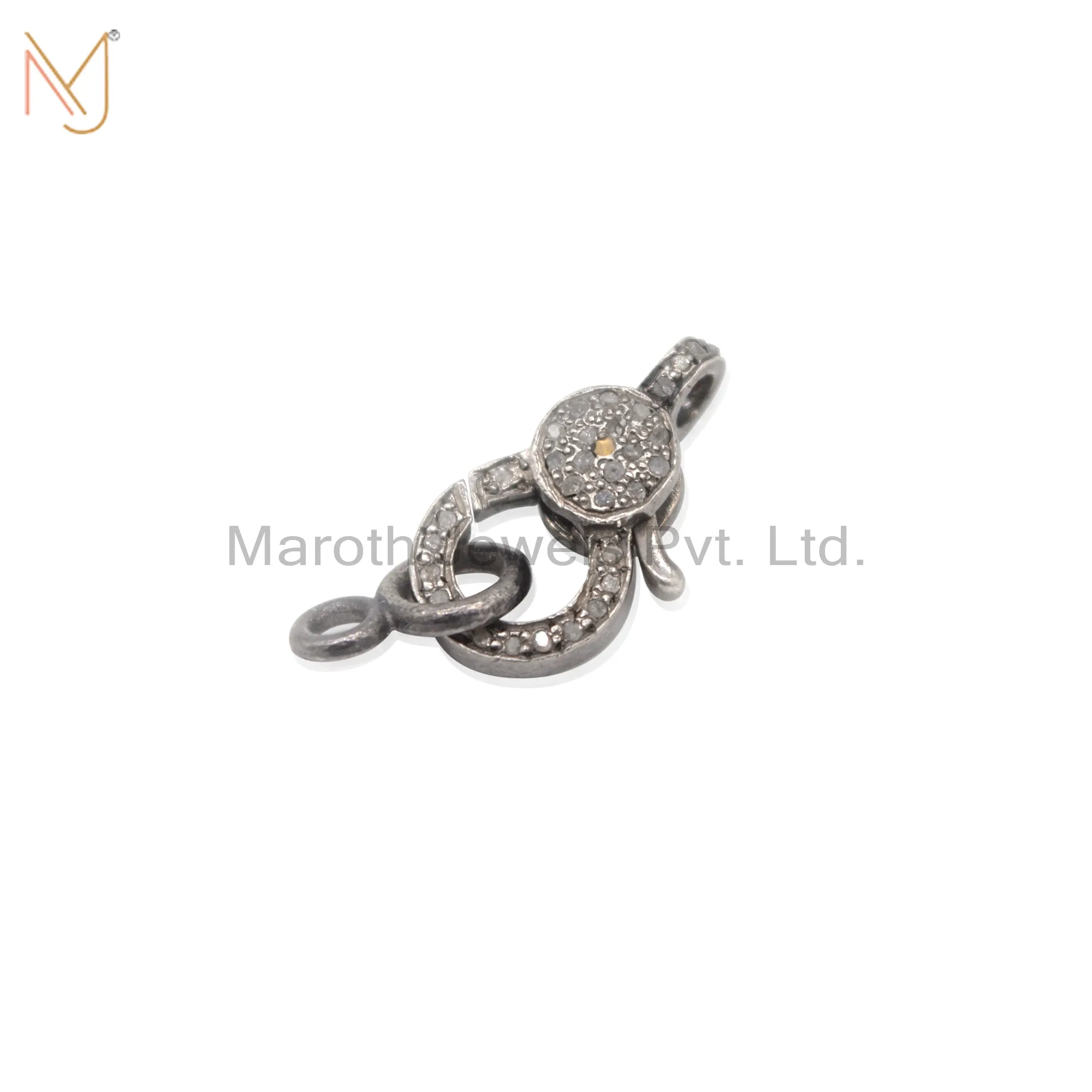 925 Silver Gold Pave Diamond Connector Finding Handmade Lobster Clasp Lock Jewelry Manufacturer