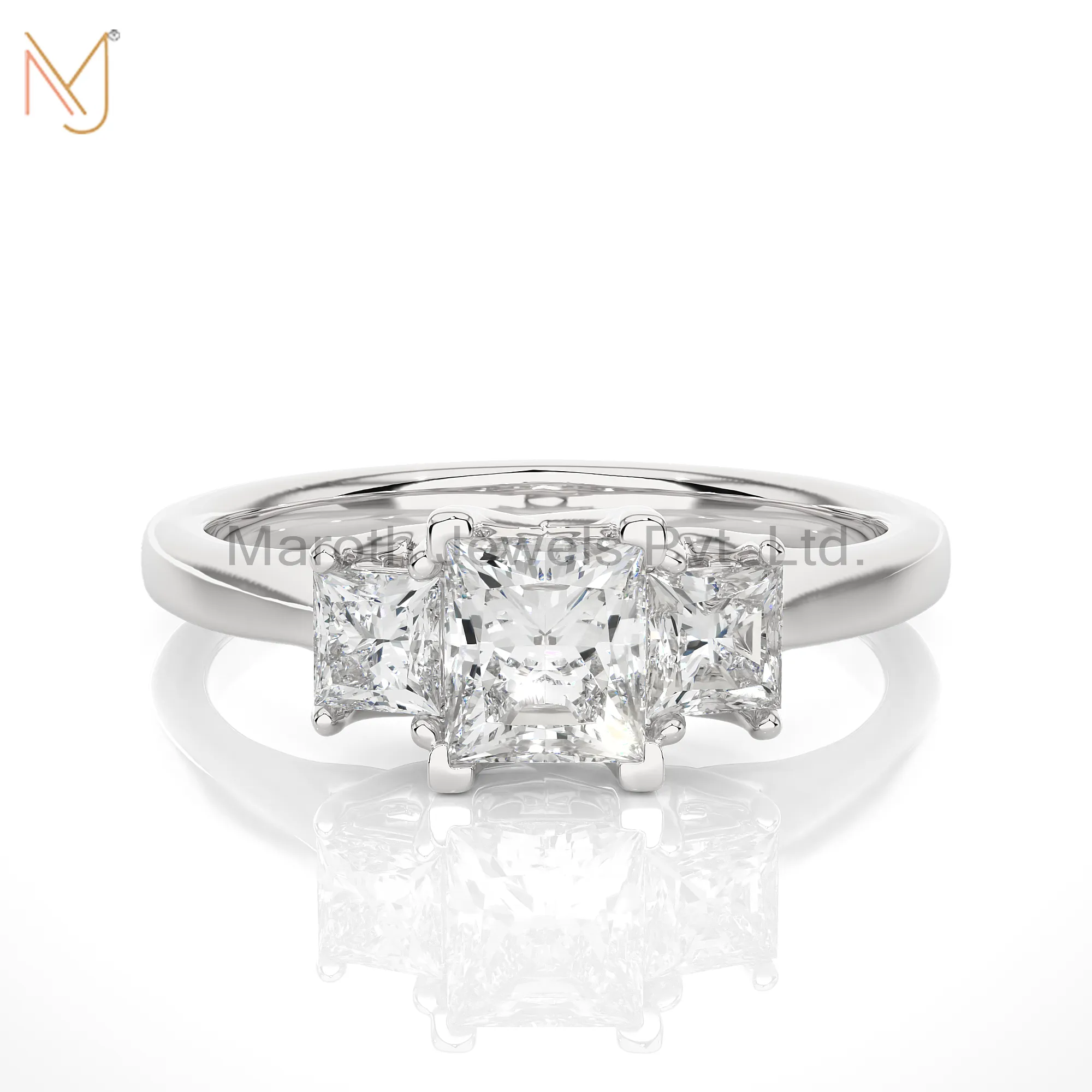 925 Silver Yellow Gold Plated Moissanite Diamond Ring Manufacturer