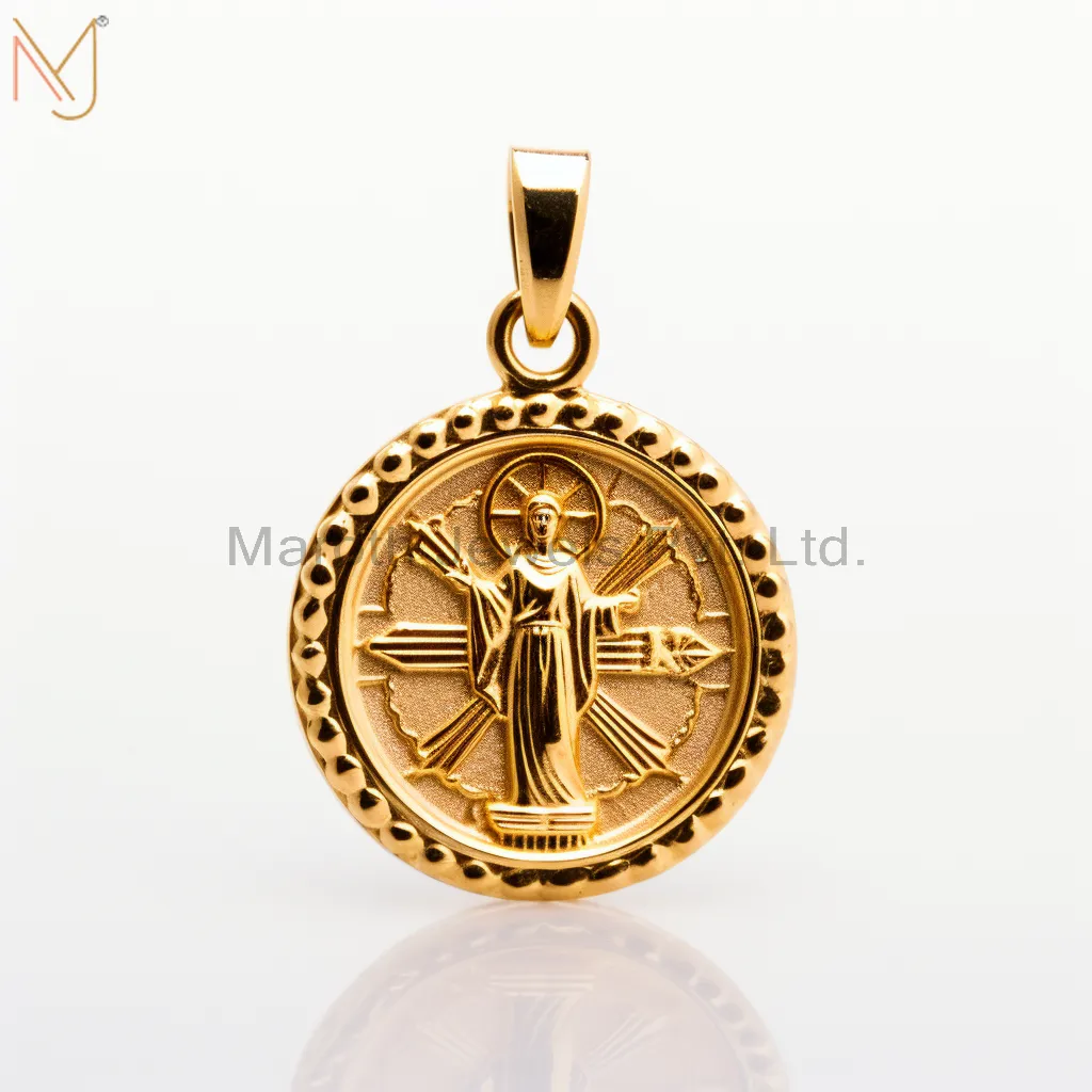 925 Sterling Silver Yellow Gold Plated Christian Spiritual Charm Pendant Jewelry Supplier