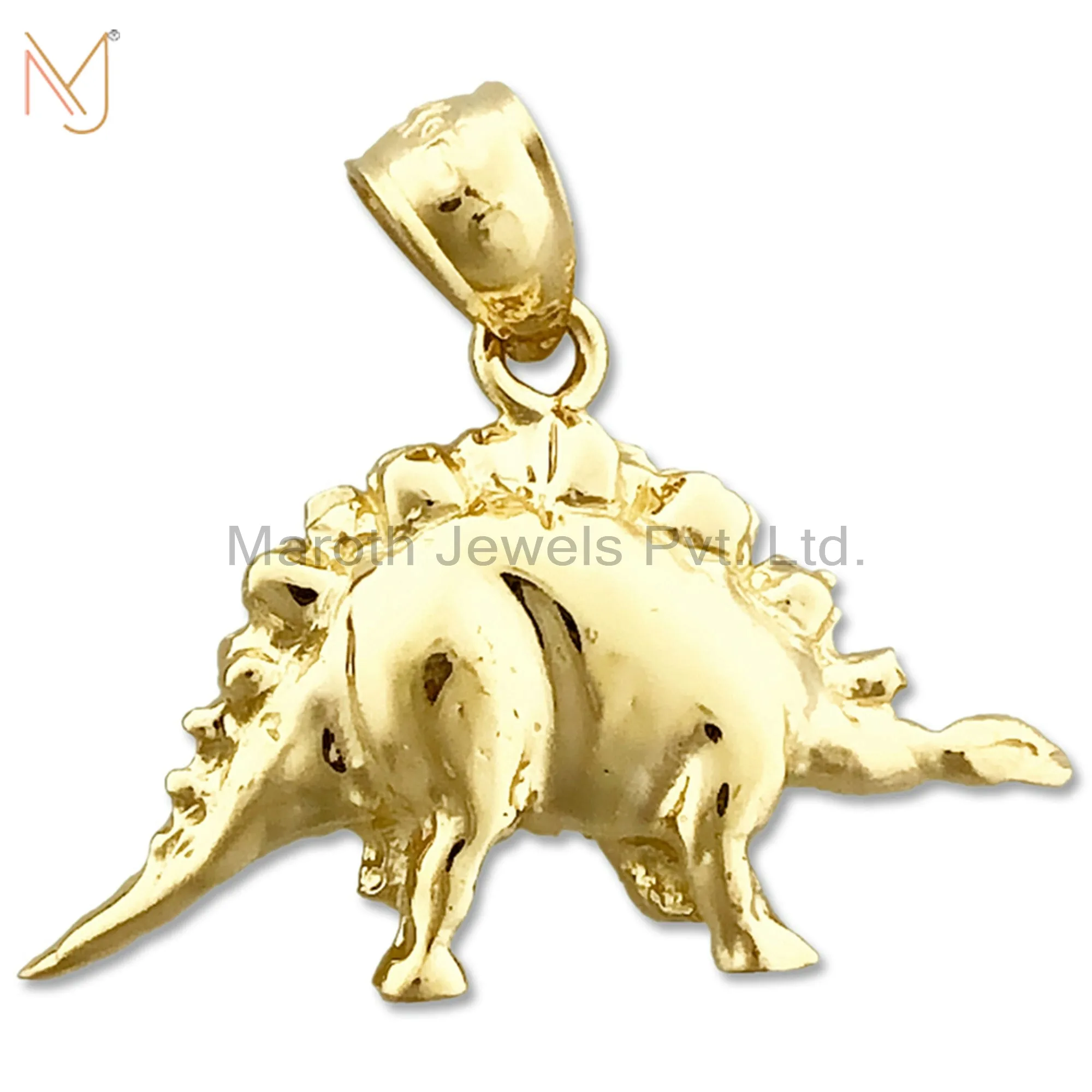 925 Silver Yellow Gold Plated Stegosaurus Charm Pendant Animal Jewelry Manufacturer