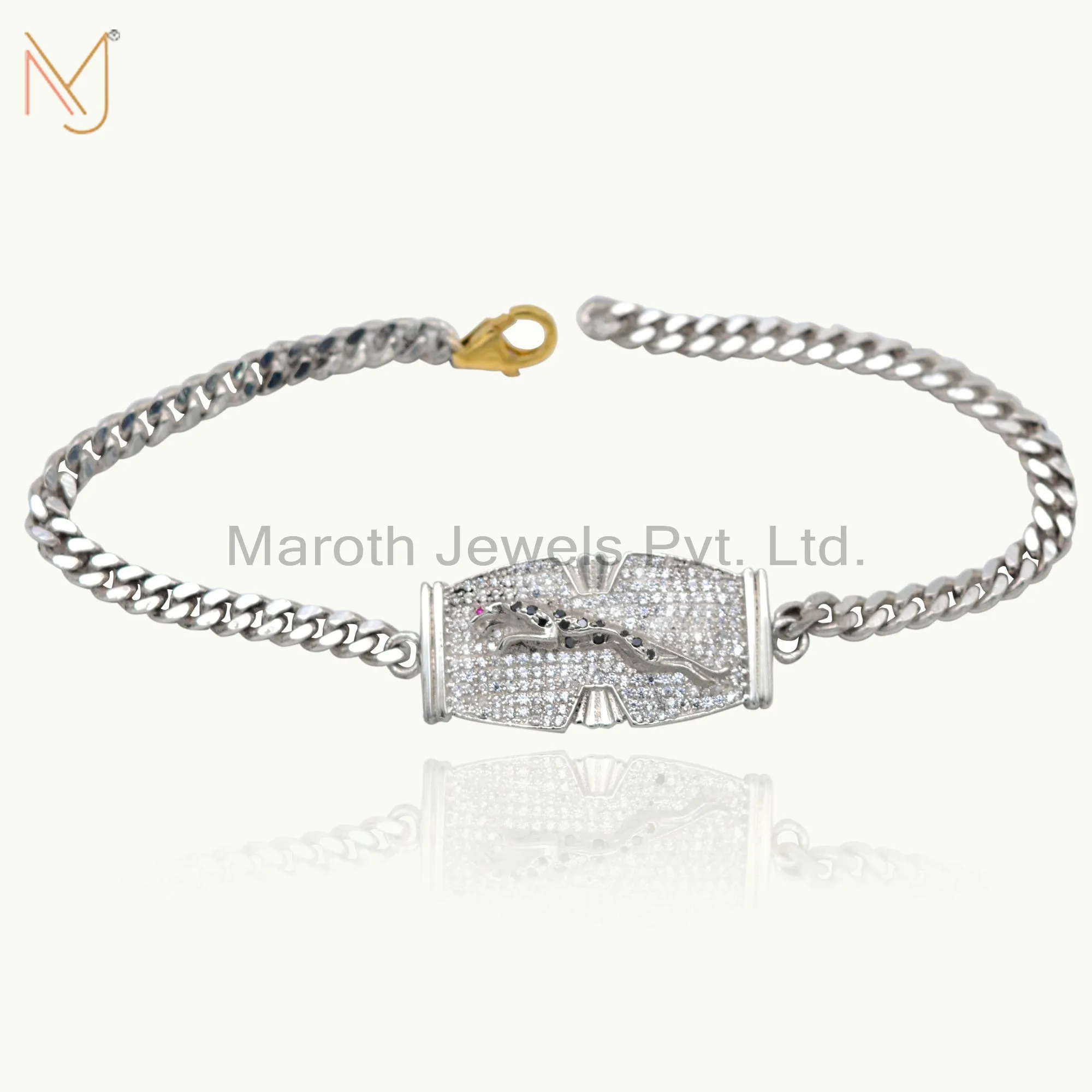 14K White Gold Pave Diamond Bracelet Custom Jewelry