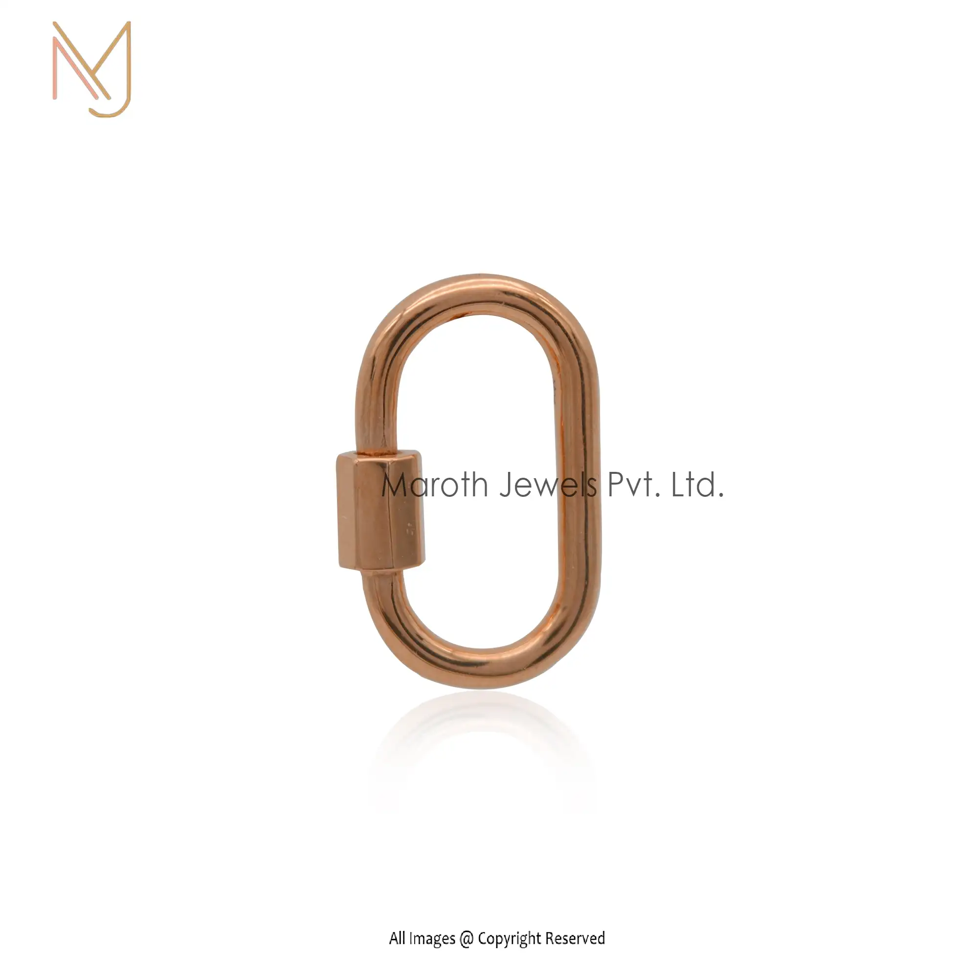 Wholesale 14K Rose Gold Plated Plain Carabiner Lock Jewelry