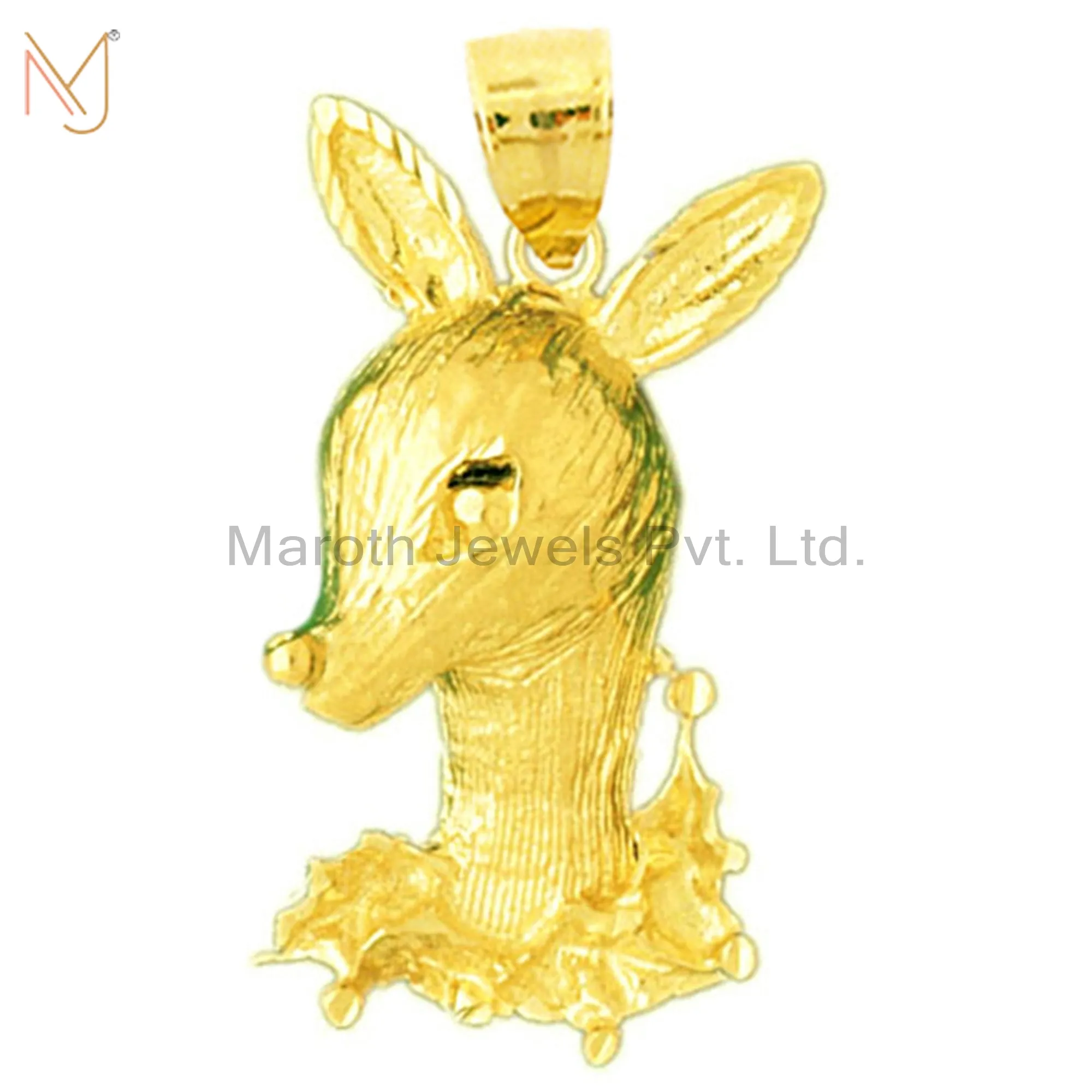 925 Sterling Silver Yellow Gold Plated Fawn Charm Pendant Jewelry Manufacturer