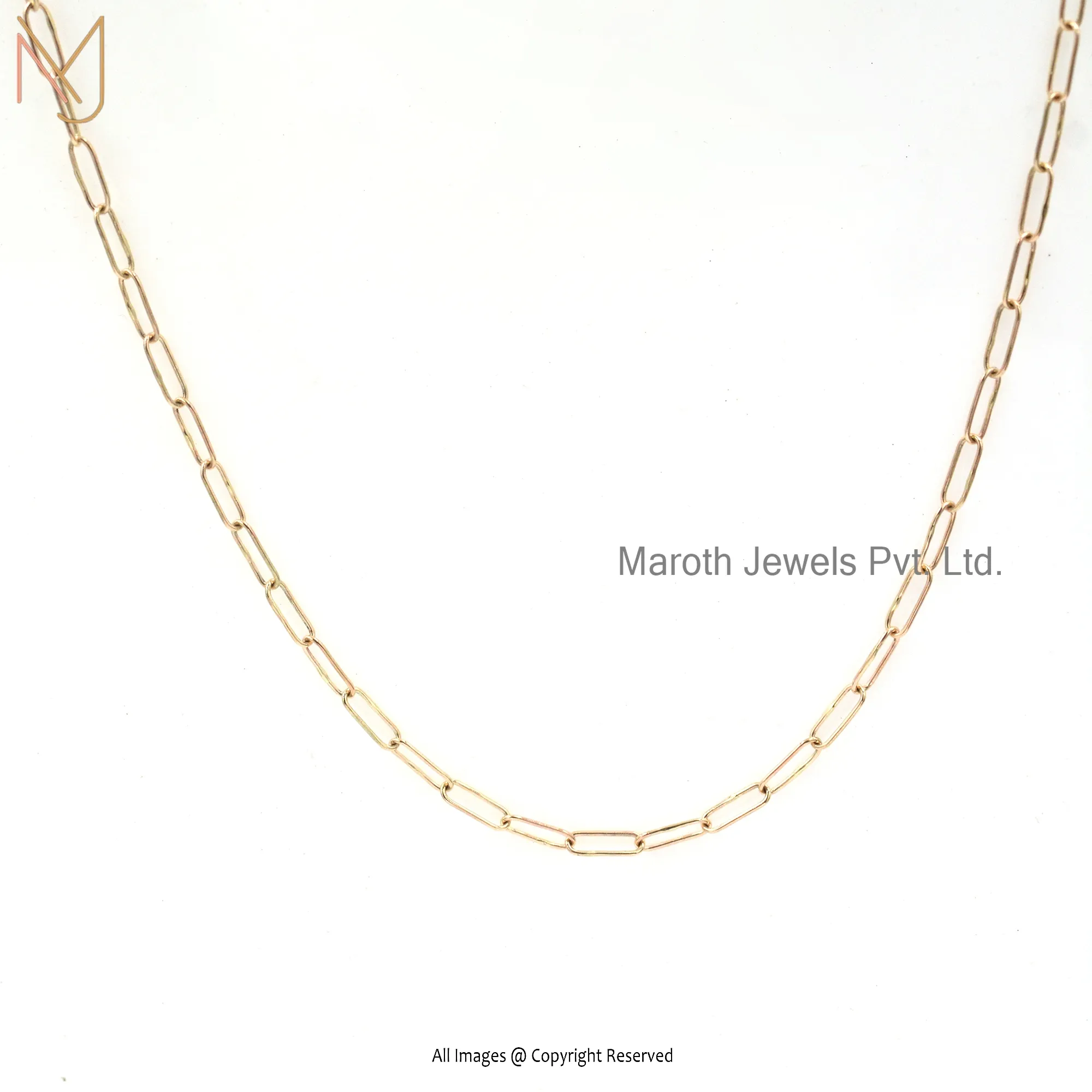 14K Yellow Gold Paper Clip Chain Jewelry Manufacturer