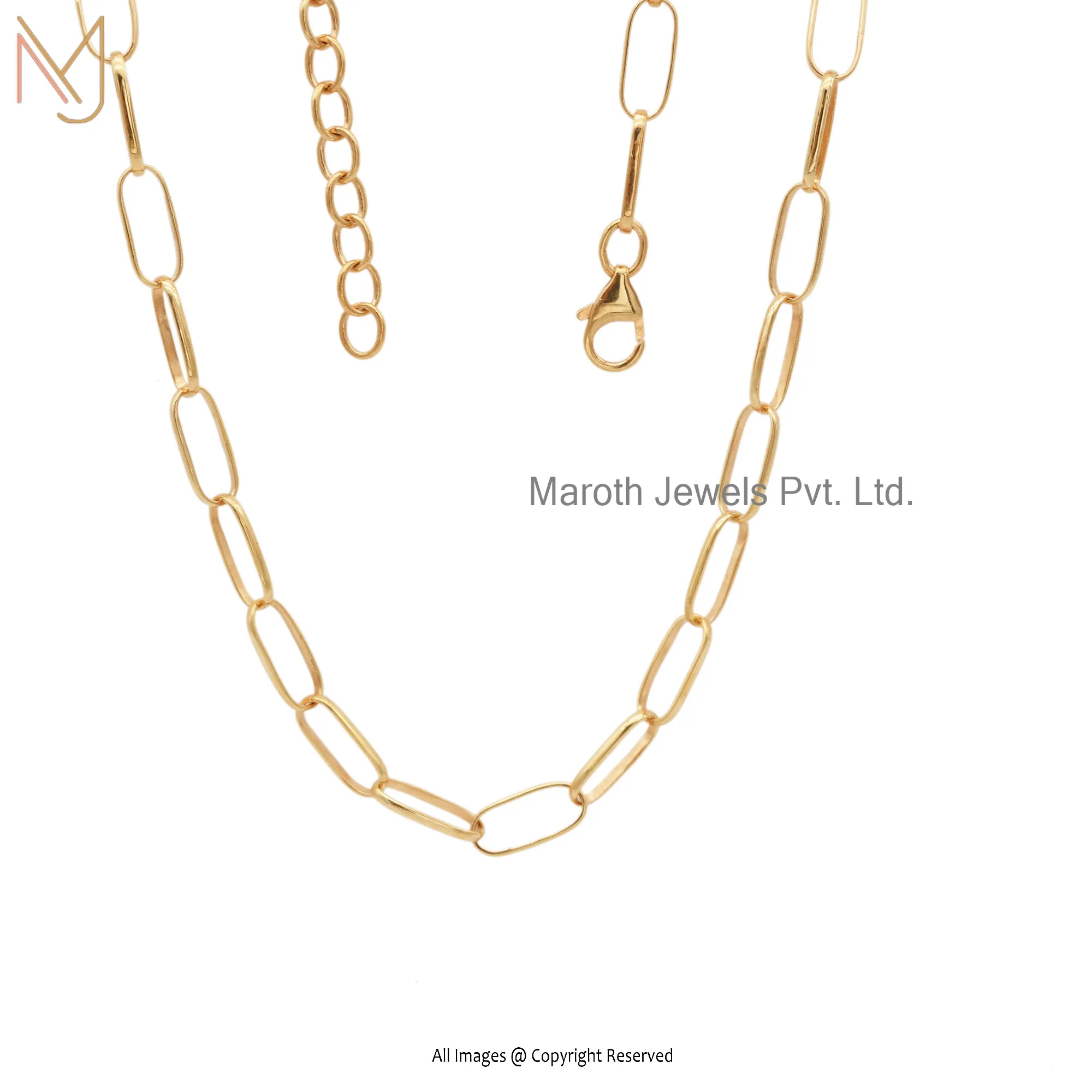 Wholesale 925 Silver Yellow Gold Plated Adjustable Link Chain Necklace