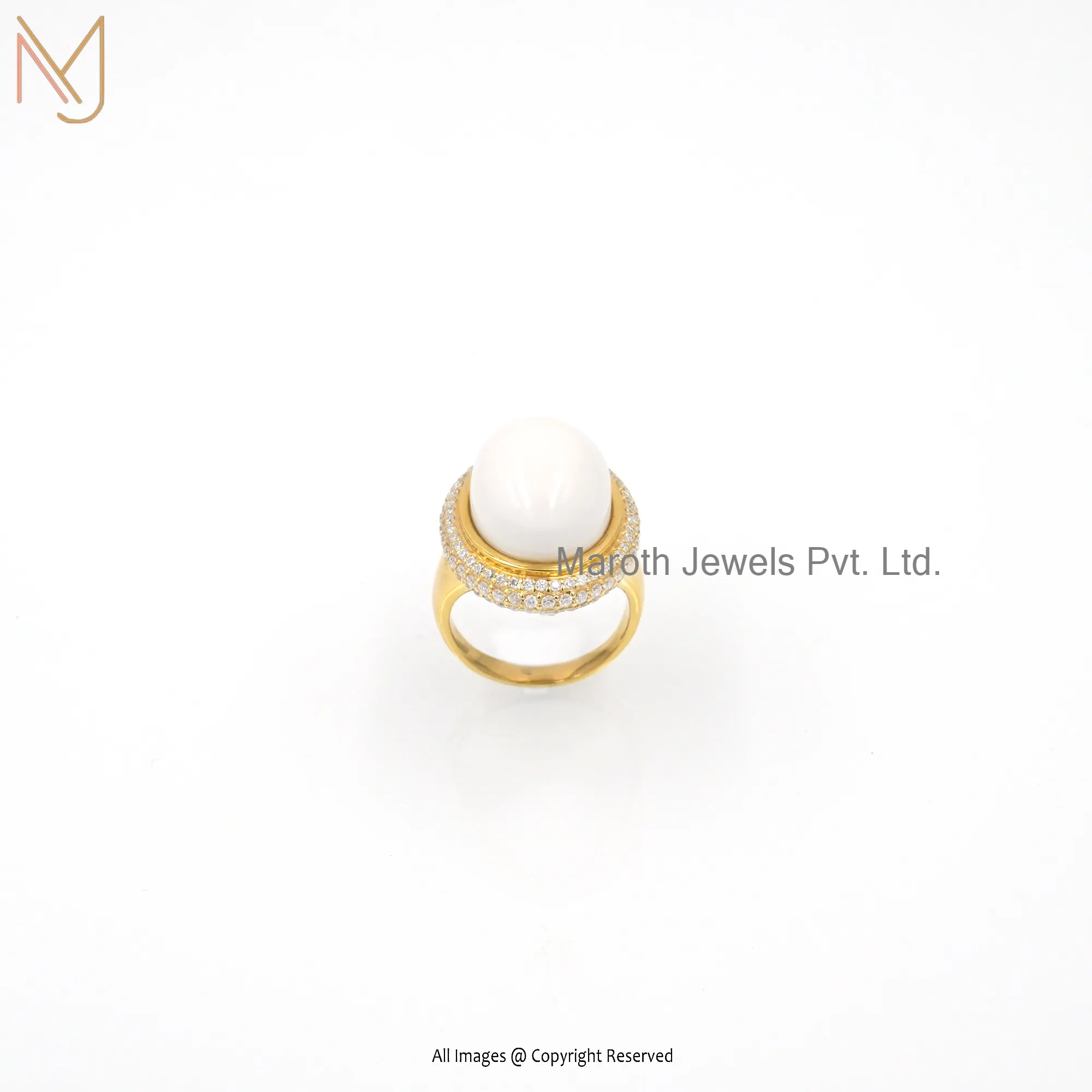 Wholesale 925 Silver Yellow Gold White Agate Moissanite Gemstone Ball Ring