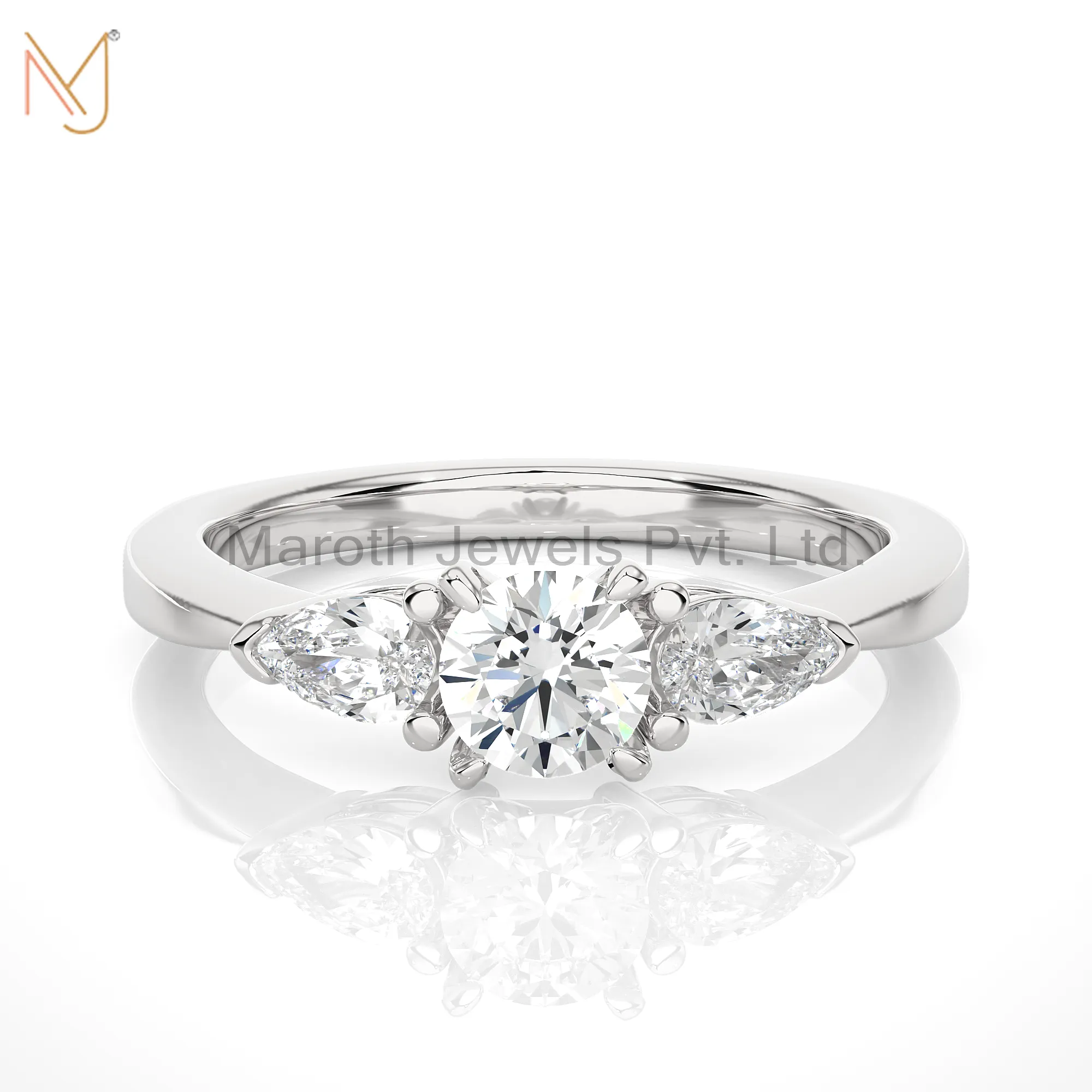 925 Silver Yellow Gold Plated Moissanite Diamond Round Ring Manufacturer