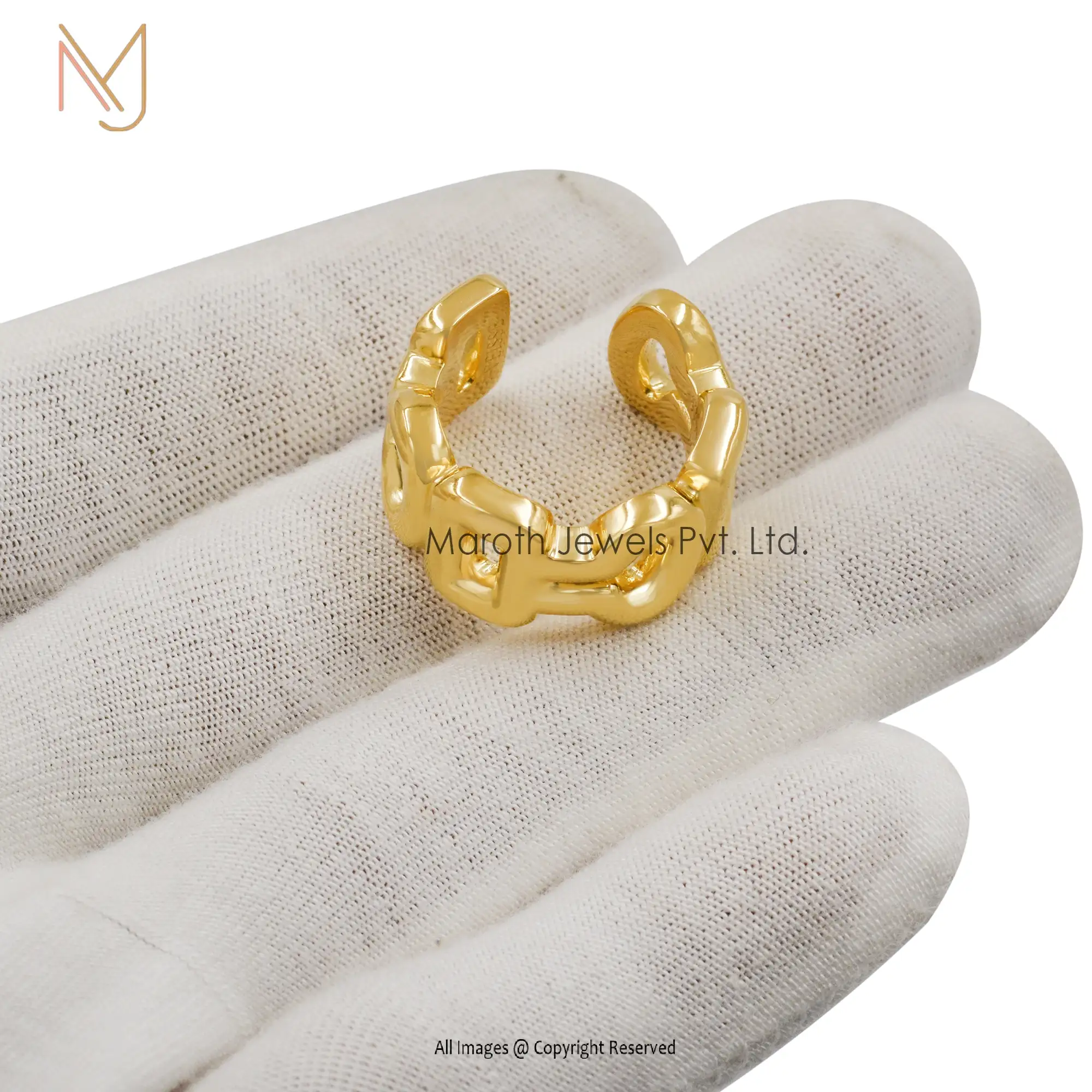 Private Label 14k Solid Gold interlocking Ring Jewelry