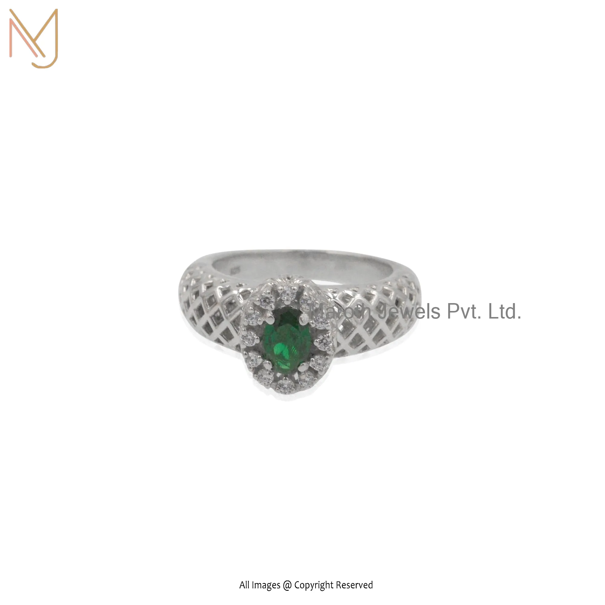 925 Sterling Silver Natural Silver Emerald Cubic Zirconia ring bezel Custom Jewelry