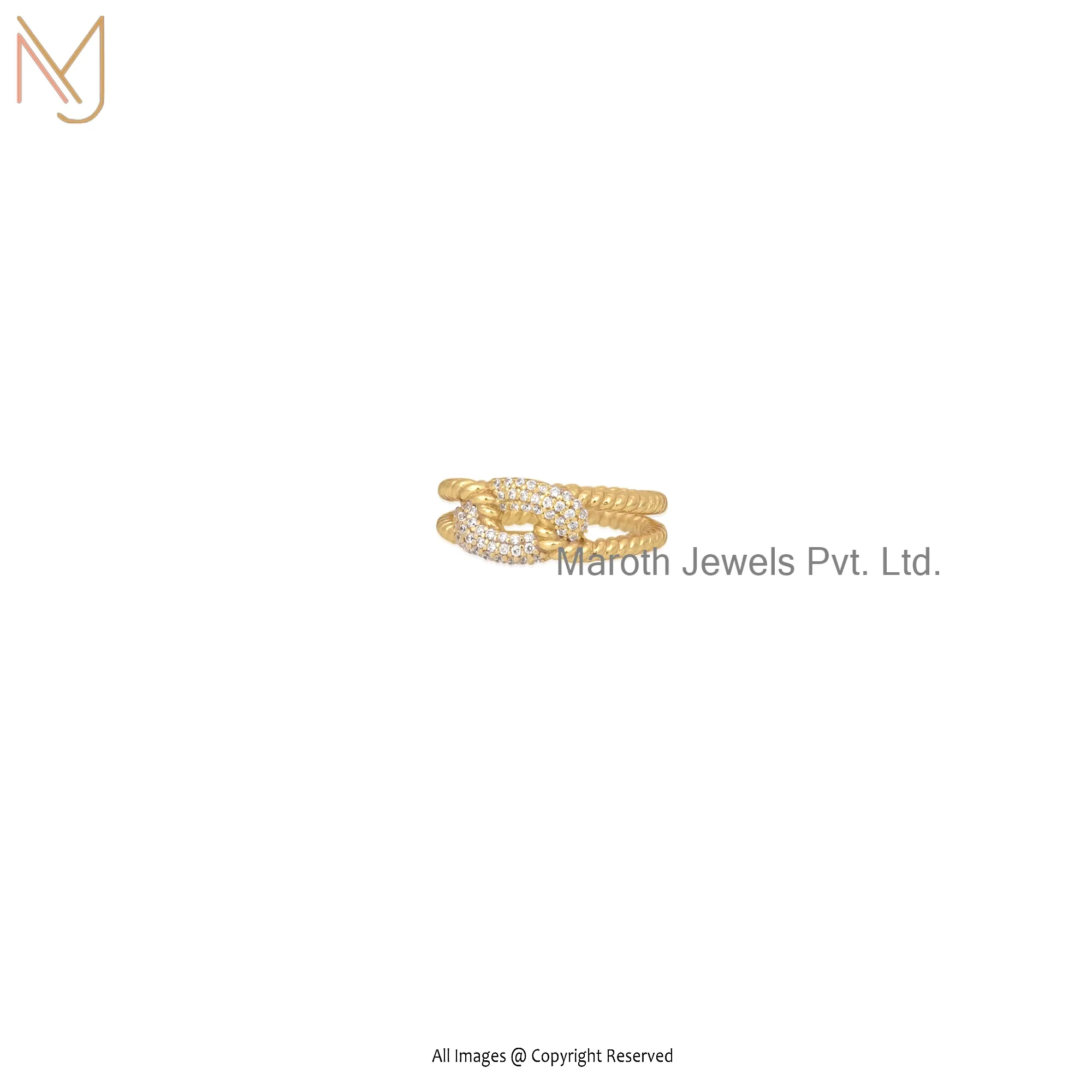 925 Silver Yellow Gold Plated CZ Ring Jewelry Manufacturer