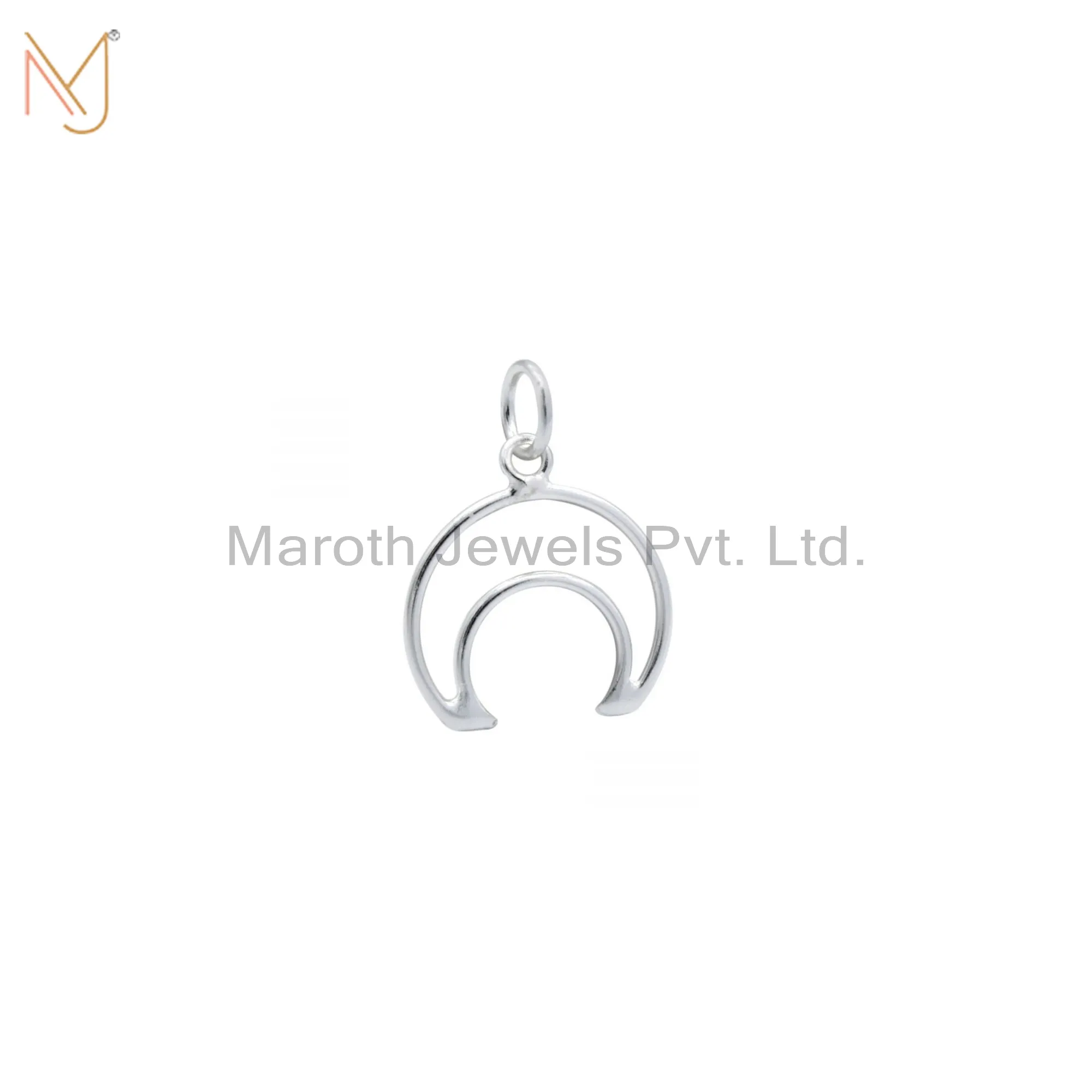 Wholesale 925 Silver Natural Silver Moon Charm Pendant Jewelry