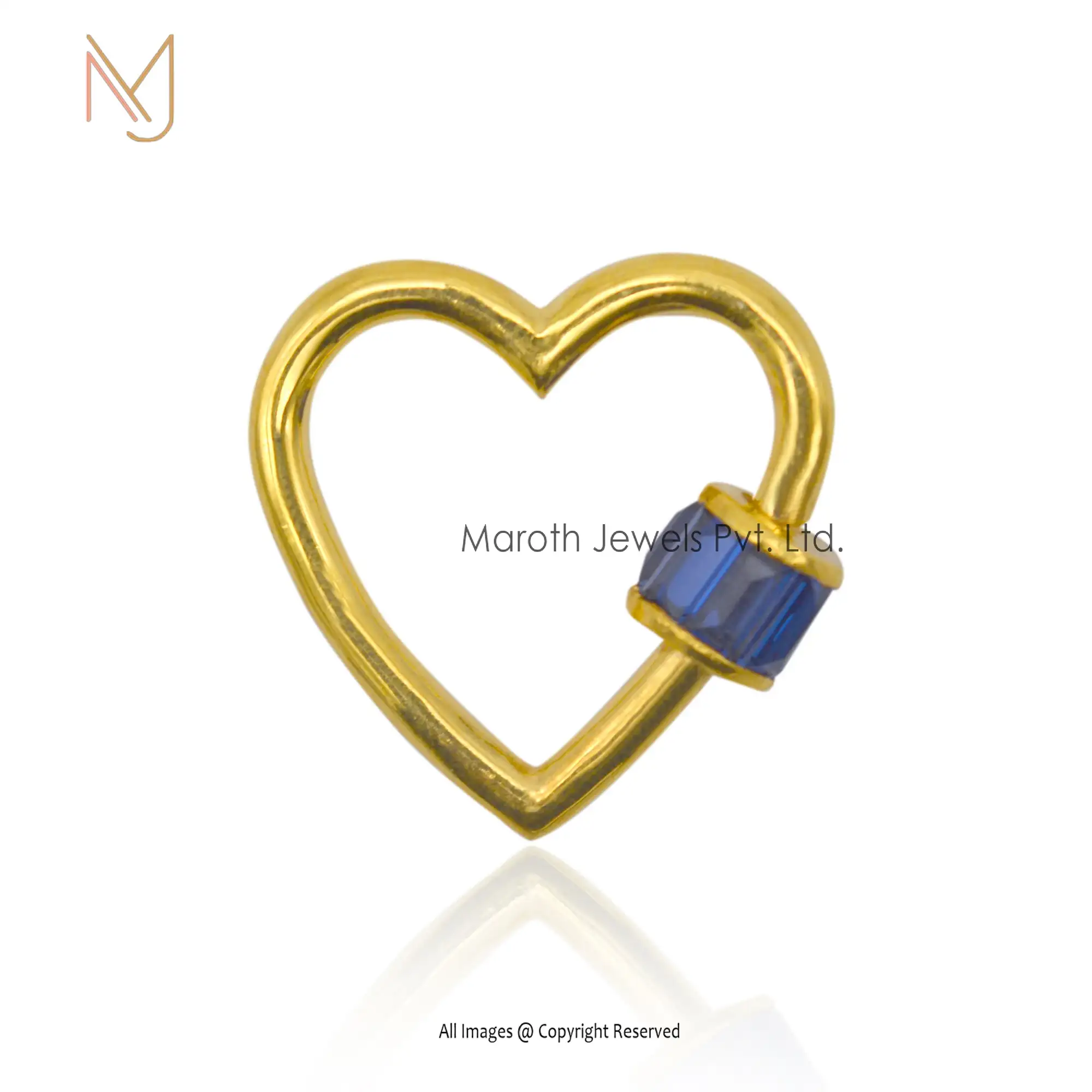 14K Yellow Gold Baguettes Heart Carabiner Lock Manufacturer