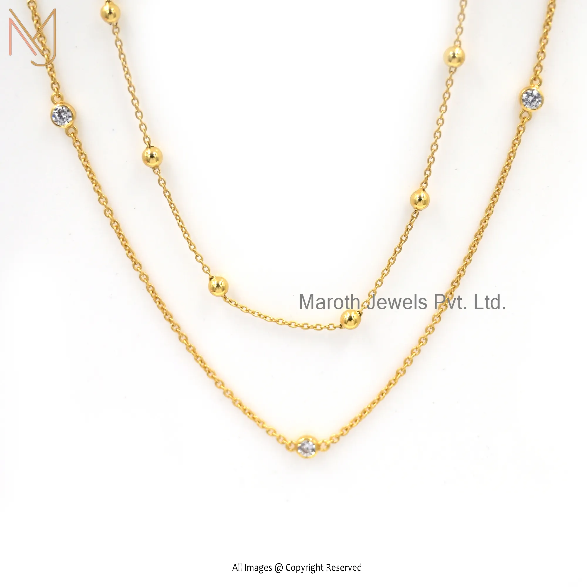 Wholesale 925 Silver Yellow Gold Plated CZ Chain Necklace