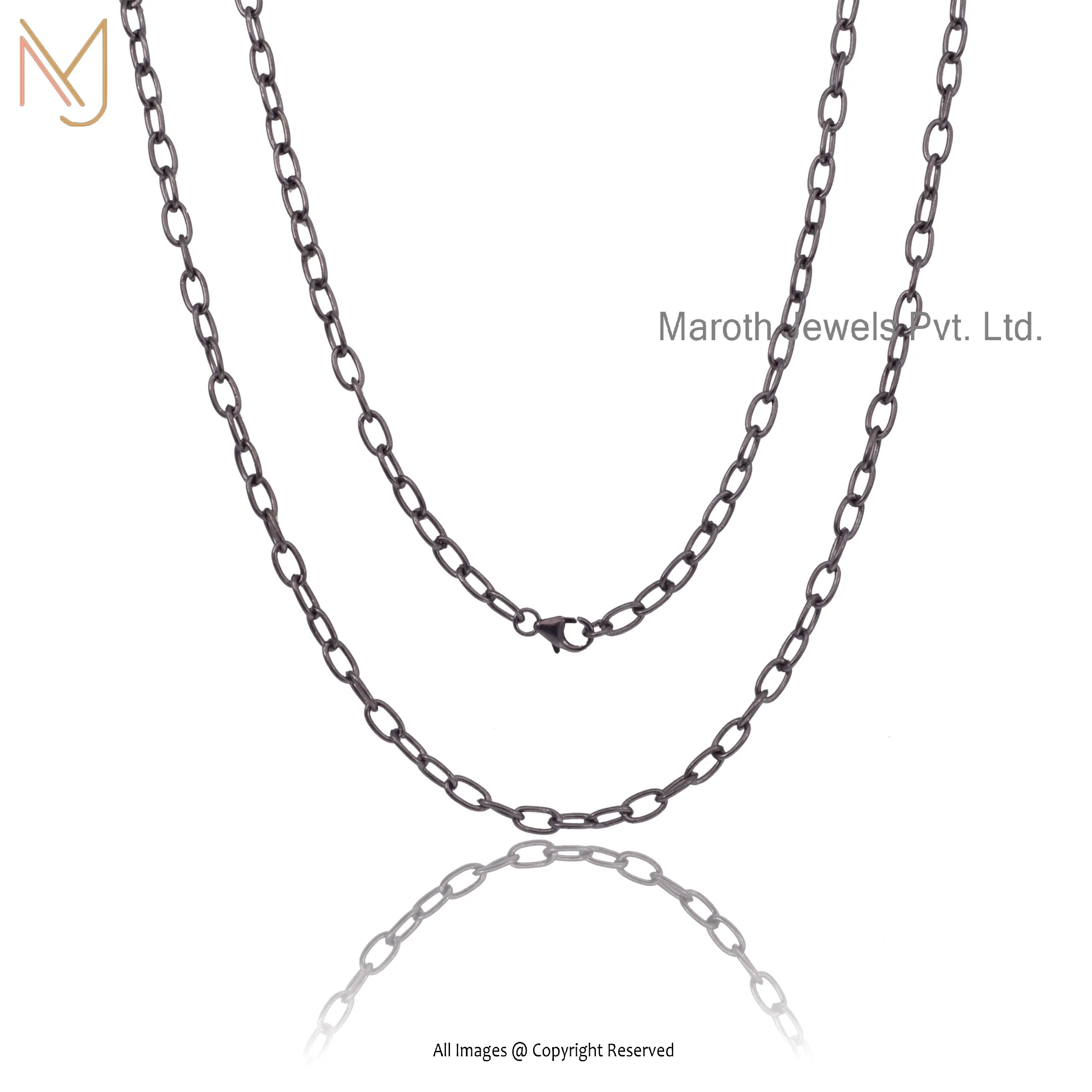 925 Silver Rhodium Plated Clasp Lock Link Chain Necklace Jewelry Supplier