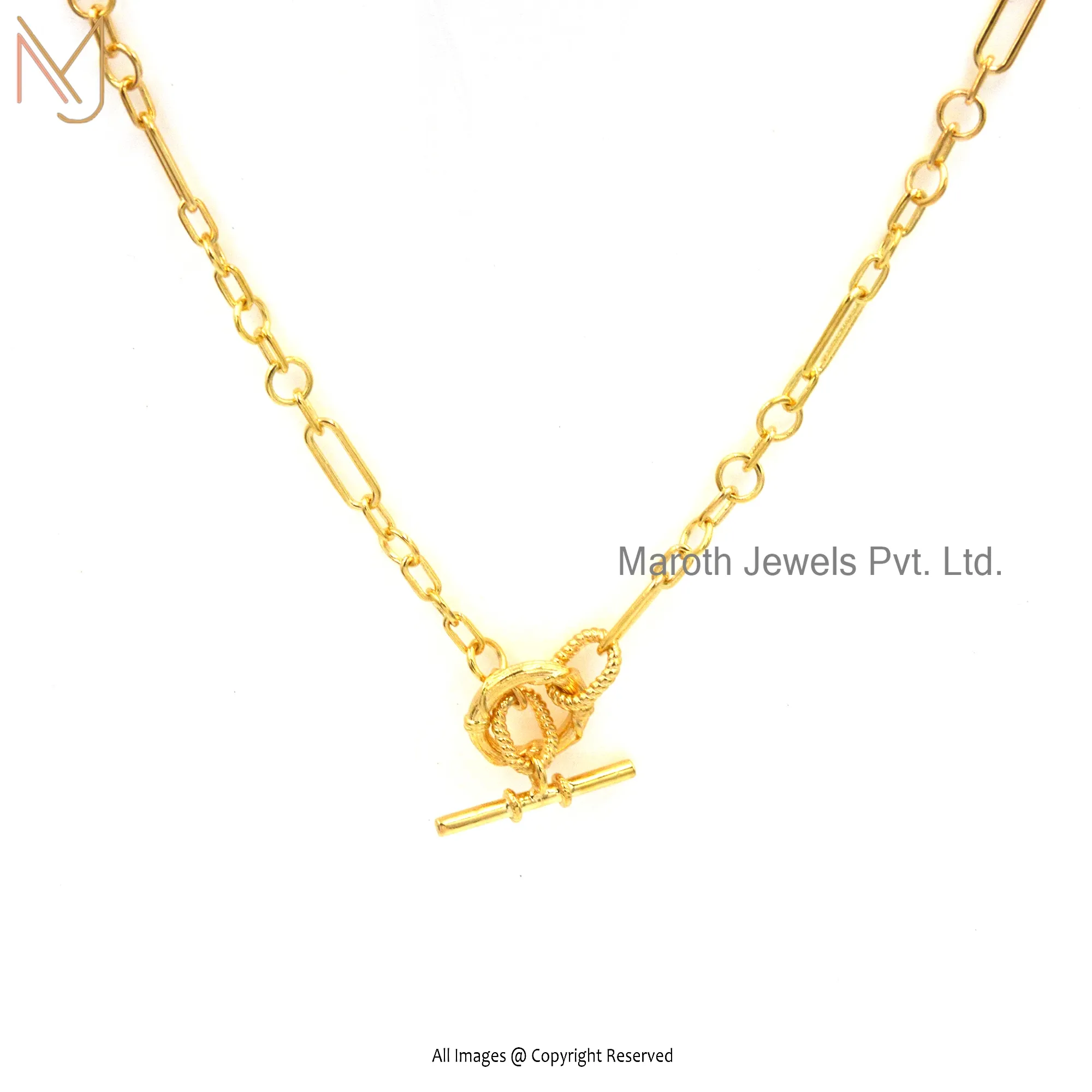 Private Label 925 Silver Yellow Gold Plated Chain Necklace