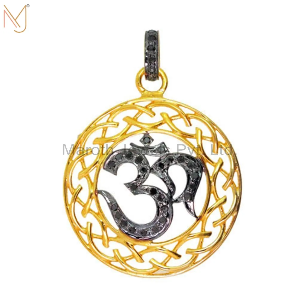 925 Sterling Silver Pave OM/OHM Pendant Diamond Designer Religious Jewelry Manufacturer
