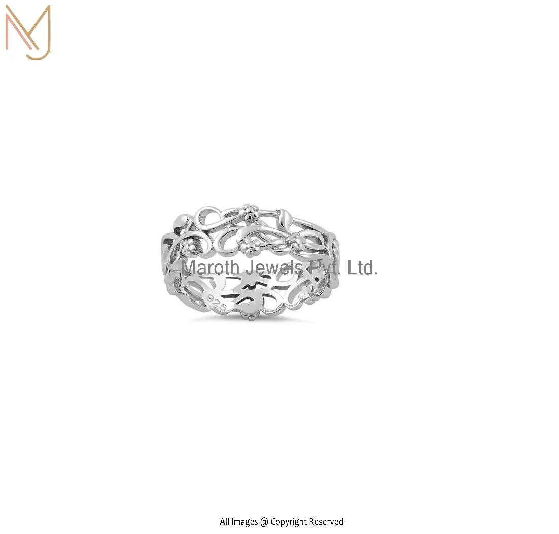 925 Sterling Silver Floral Band Ring Jewelry Supplier