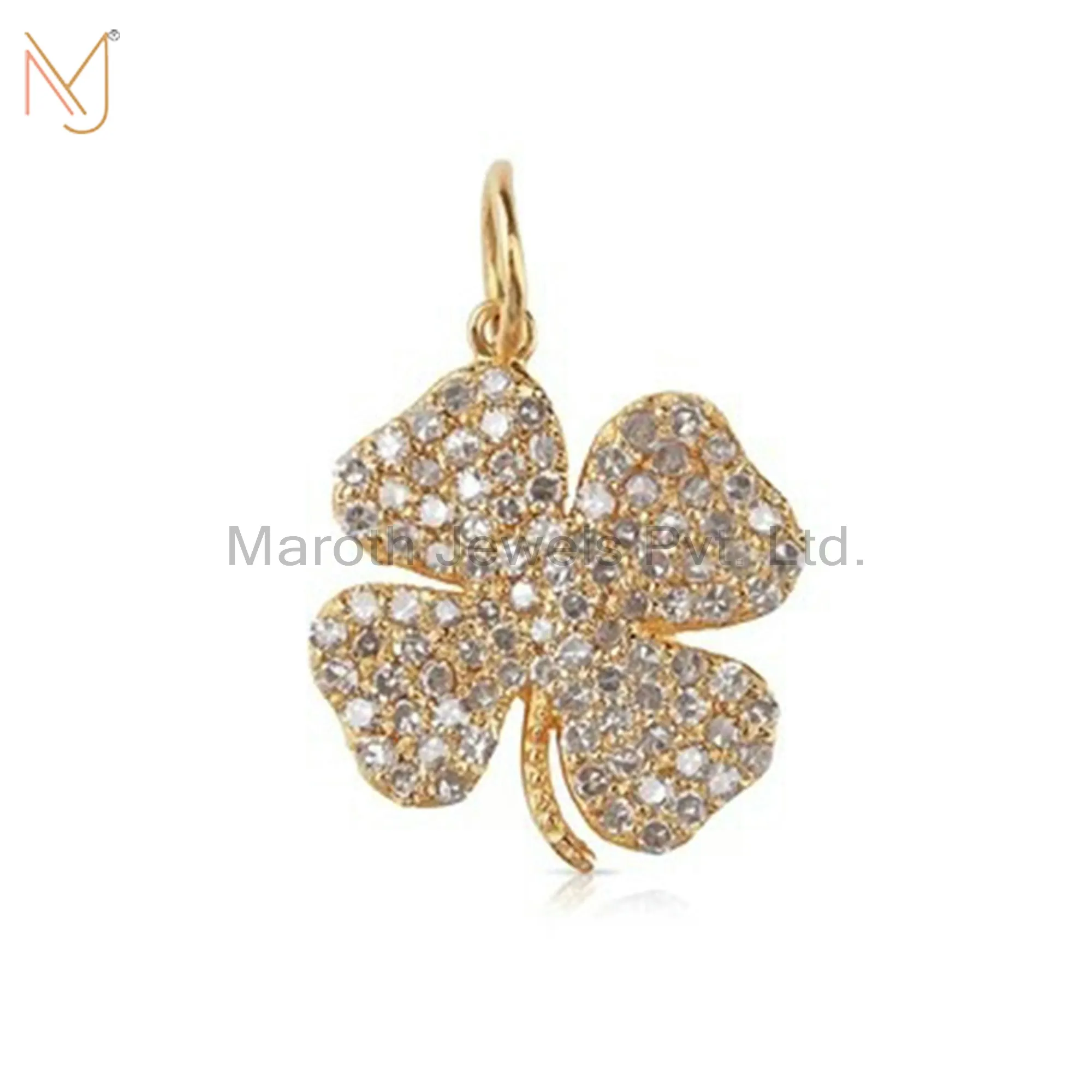 925 Silver Pave Diamond Leaf Designer Pendant Jewelry Supplier
